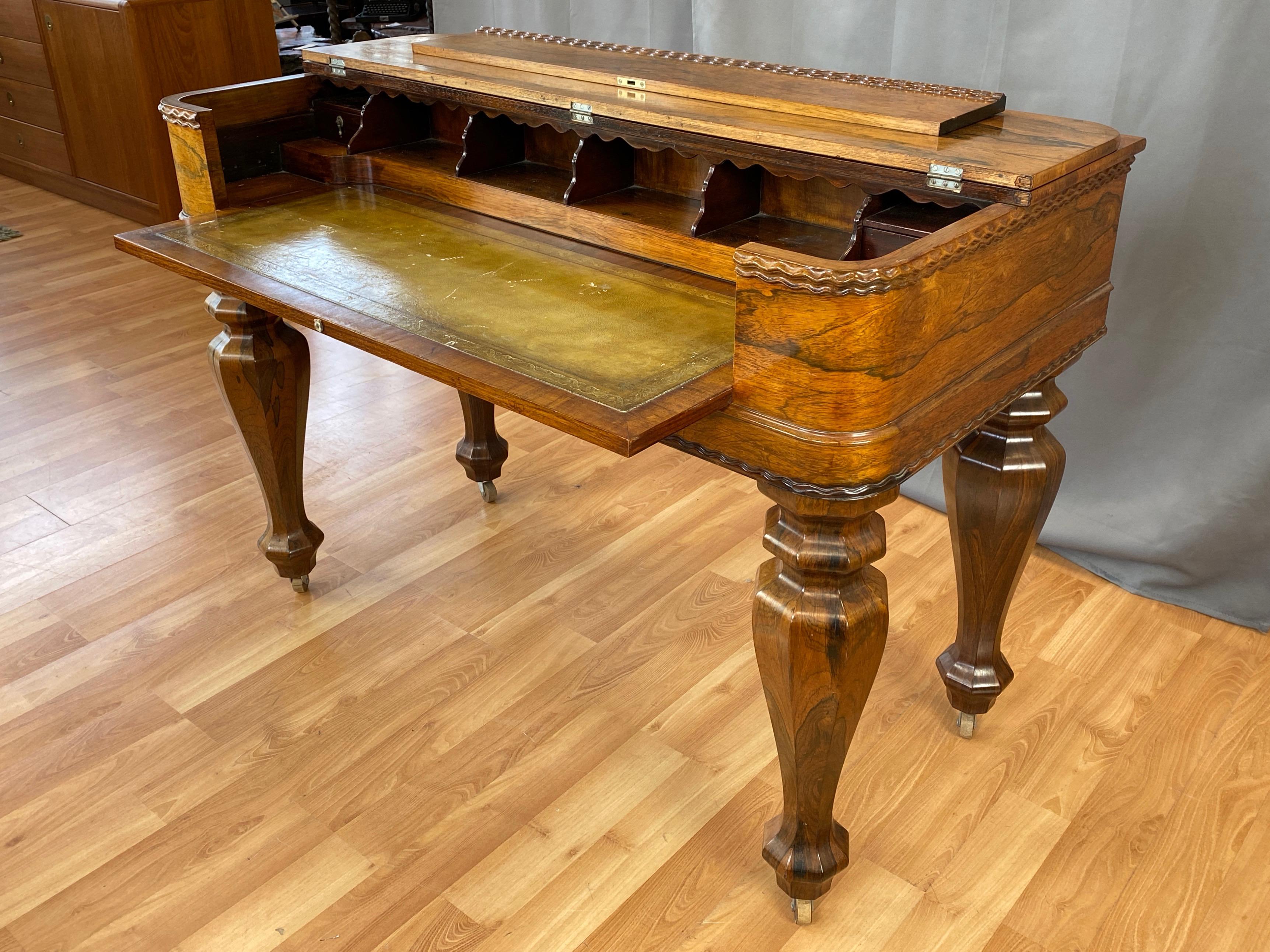 American Early Victorian Era Rosewood Melodeon Flip-Top Desk, 1850s
