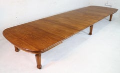 Early Victorian Extra Wide Oak Extending Dining Table and 7 Leaves