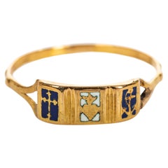 Frühviktorianischer emaillierter Goldring, Faith, Love and Hope, 1830er Jahre