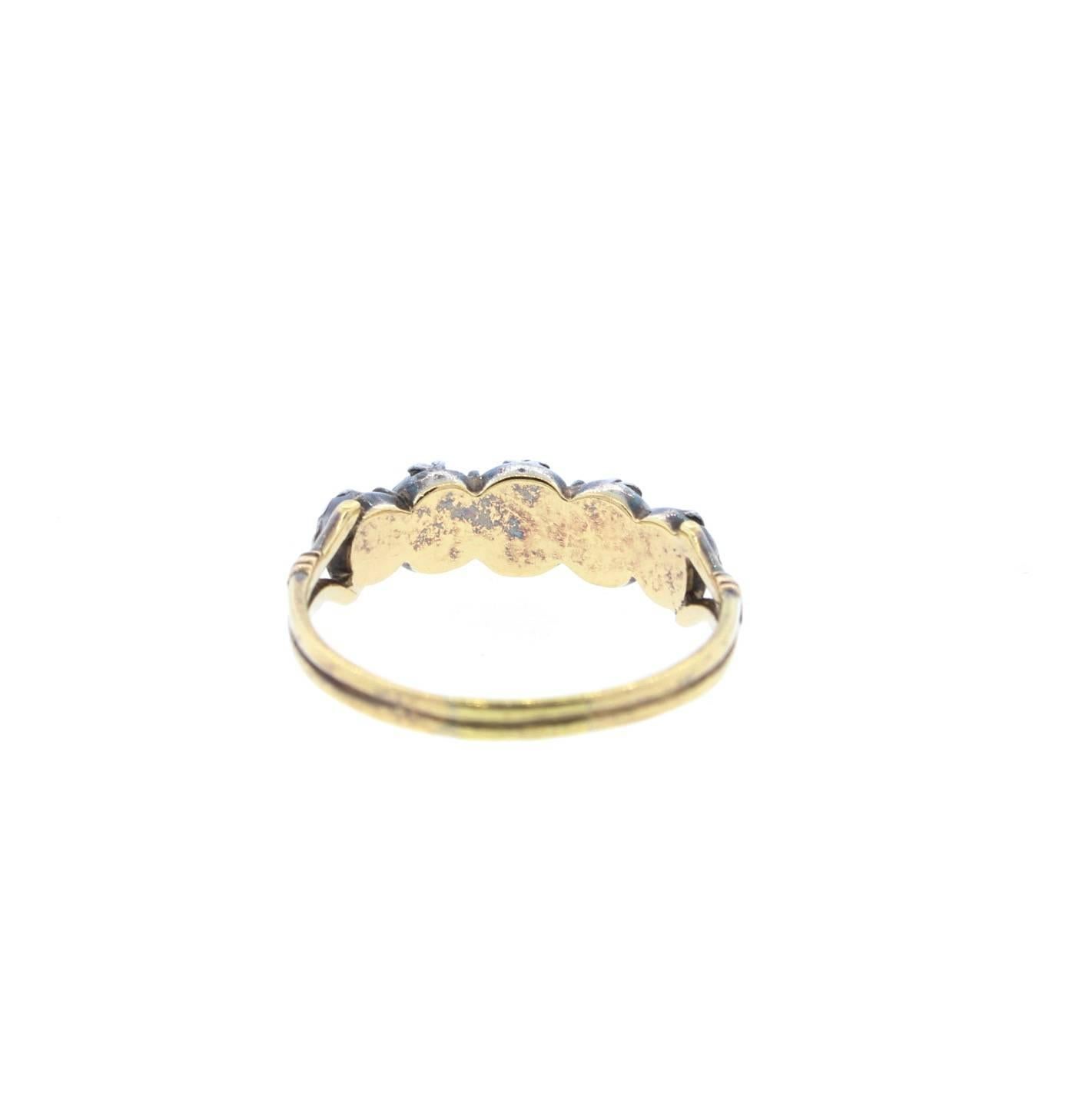 High Victorian Early Victorian Five-Stone Rose Cut Diamond Ring