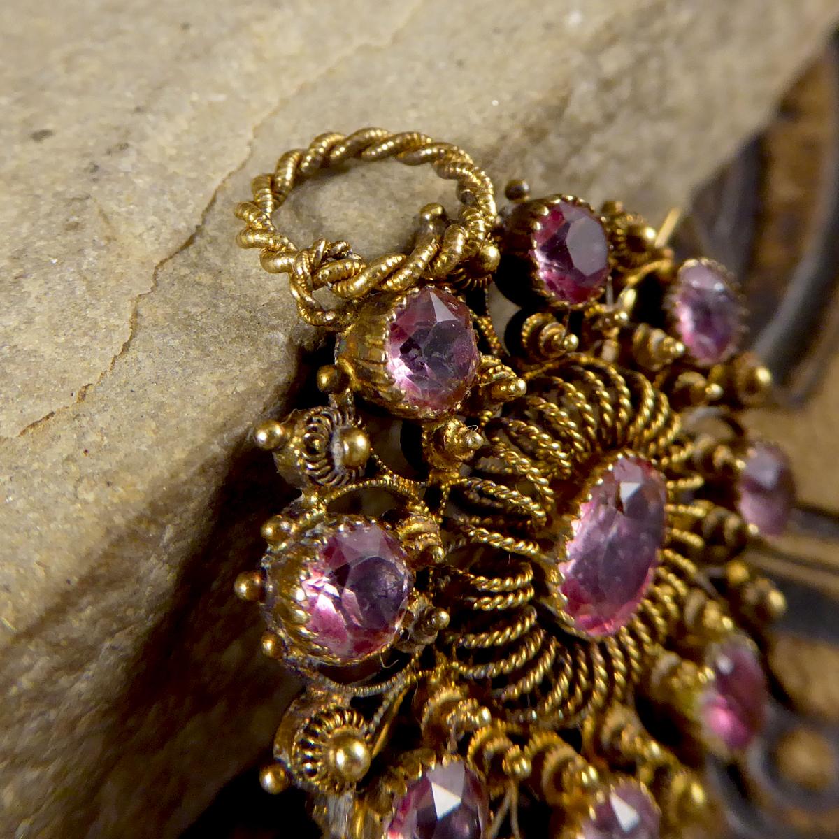 Early Victorian Foiled Back Pink Gemstone Brooch and Pendant in 15 Carat Gold 1