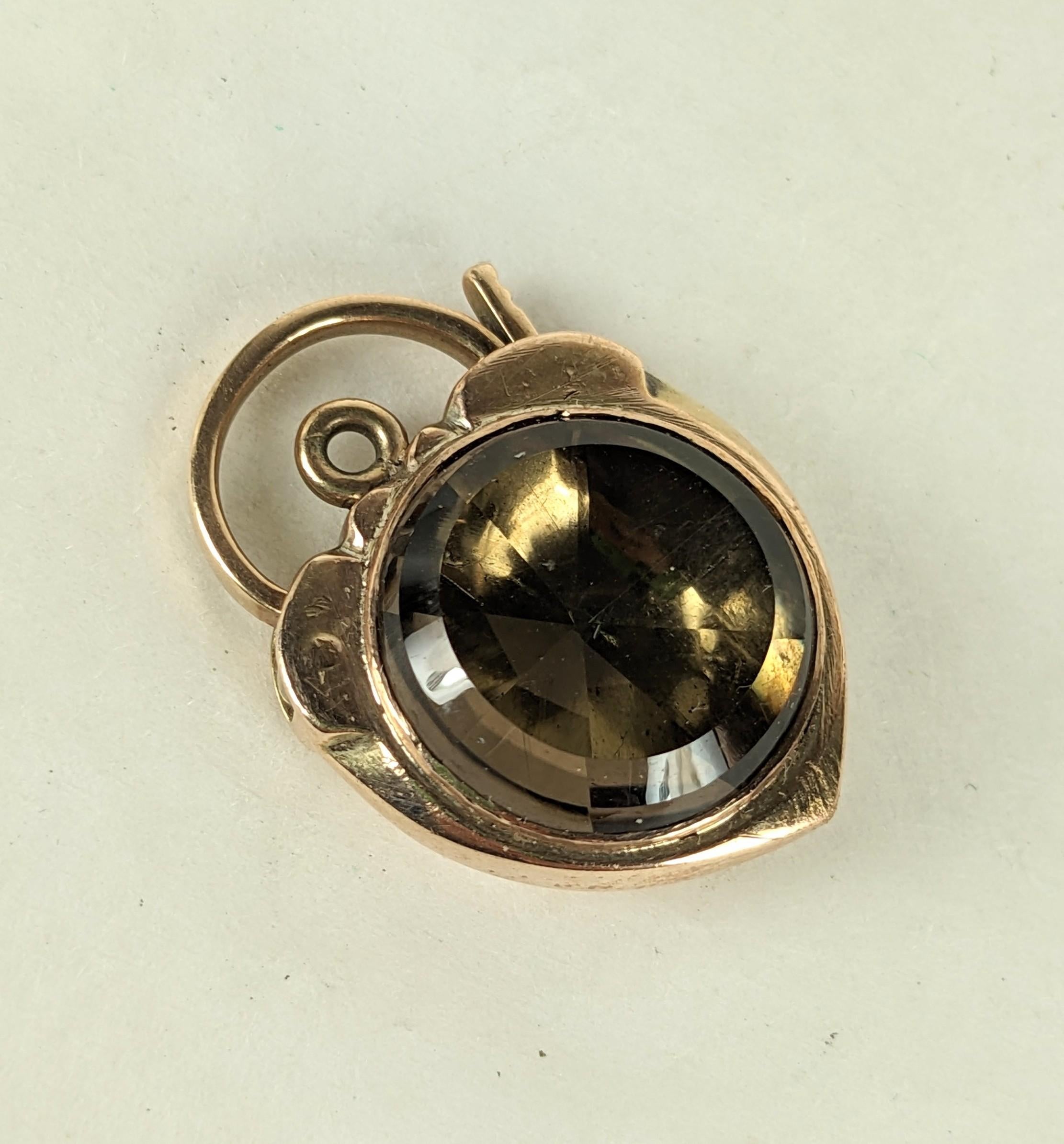 Round Cut Early Victorian Foiled Gemstone Padlock For Sale