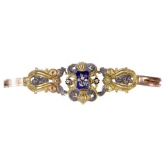 Early Victorian French Pinchbeck Bracelet Multicolored Gilded Metal