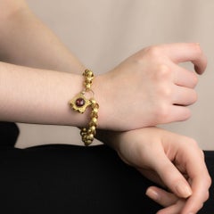 Early Victorian Garnet Set Padlock Bracelet Circa 1840s
