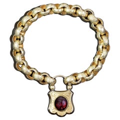 Early Victorian Garnet Set Padlock Bracelet Circa 1840s