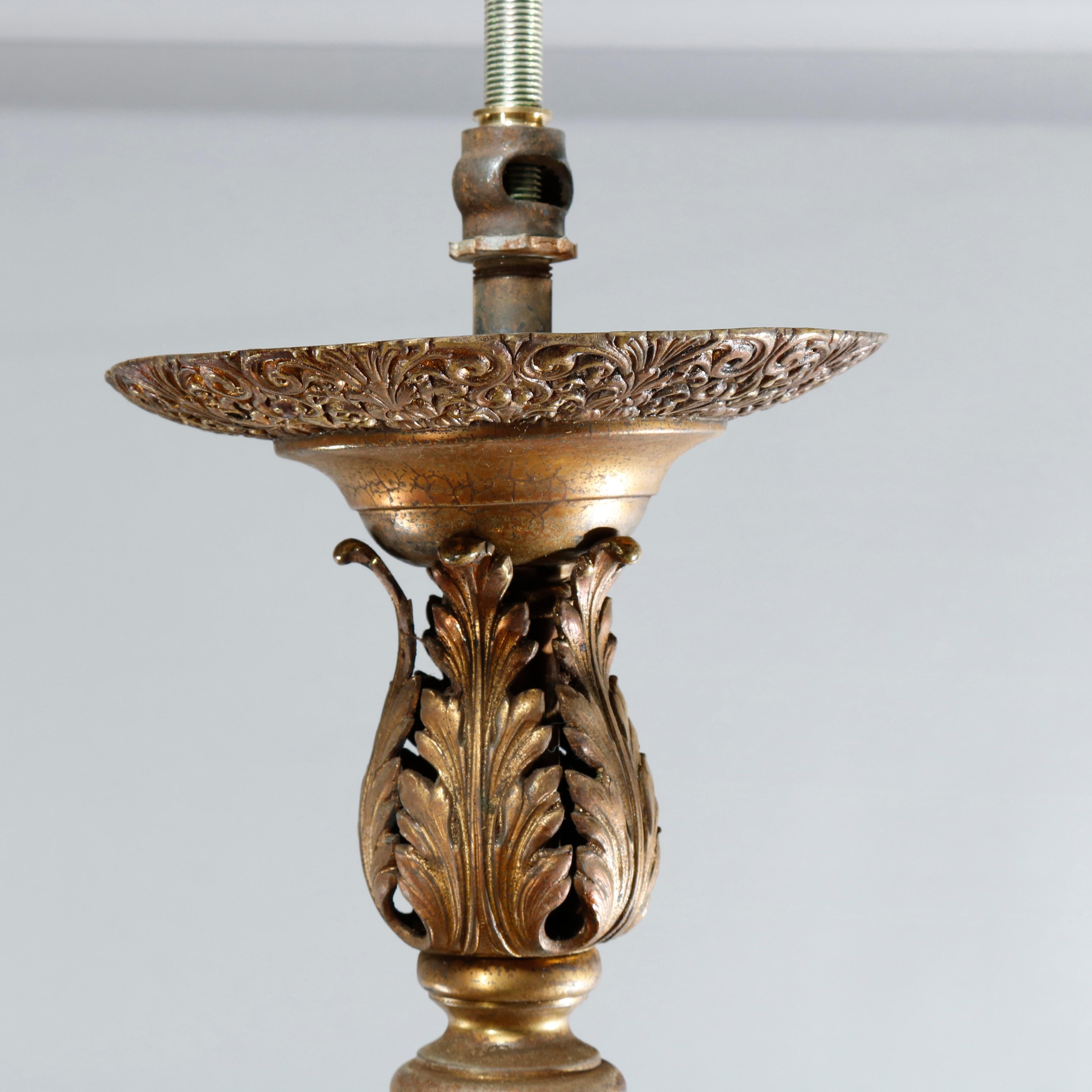 Early Victorian Gas & Electric Brass & Bronze Twelve Light Chandelier, c1870 5