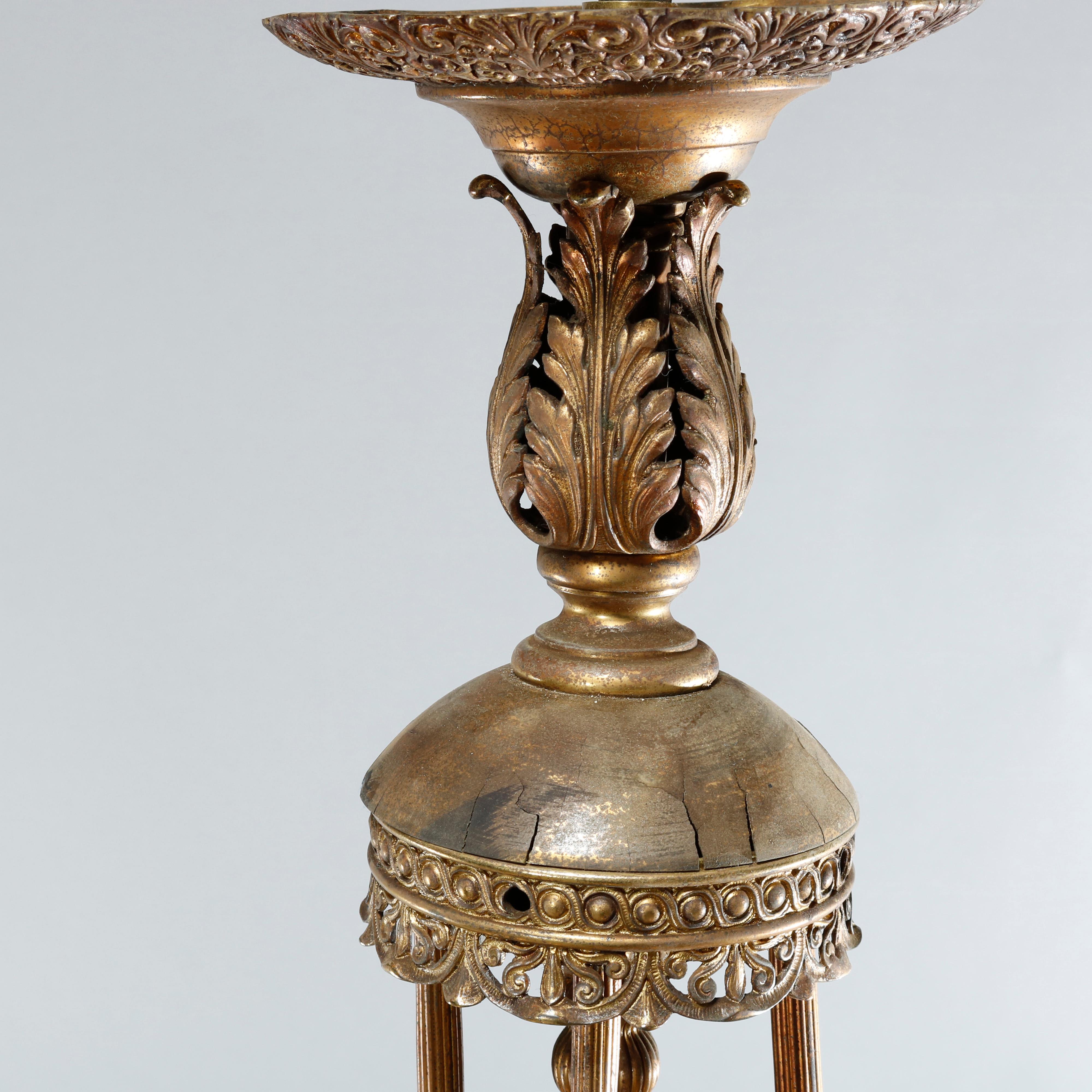 Early Victorian Gas & Electric Brass & Bronze Twelve Light Chandelier, c1870 6