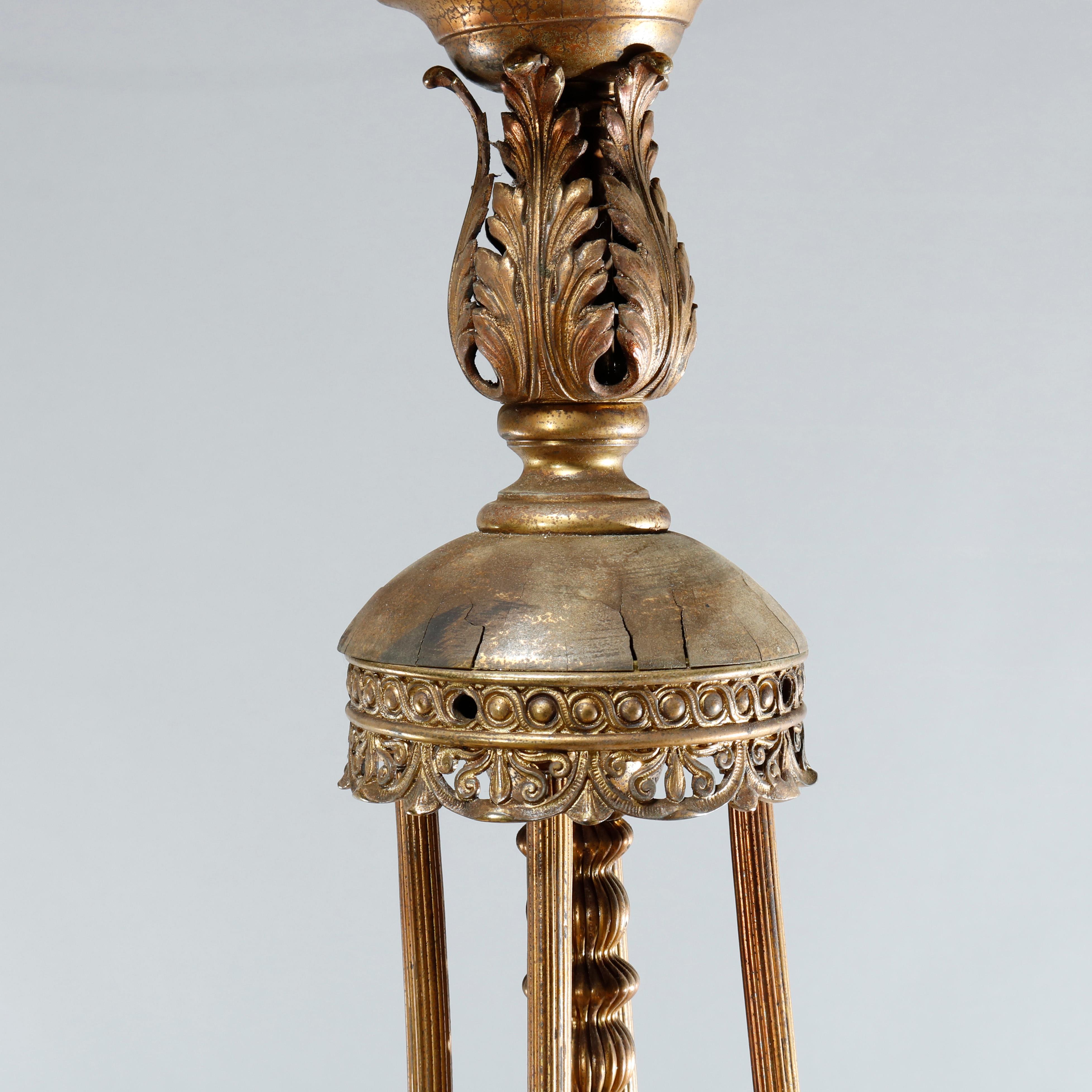 Early Victorian Gas & Electric Brass & Bronze Twelve Light Chandelier, c1870 1