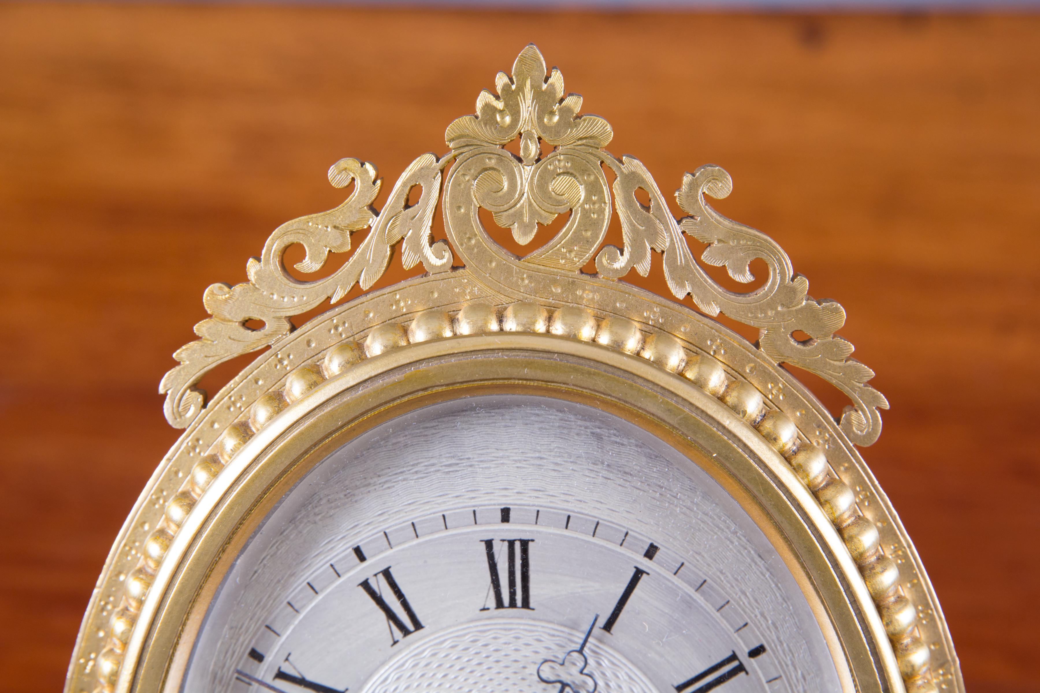 French Early Victorian Gilded Strut Clock in the Style of Thomas Cole For Sale