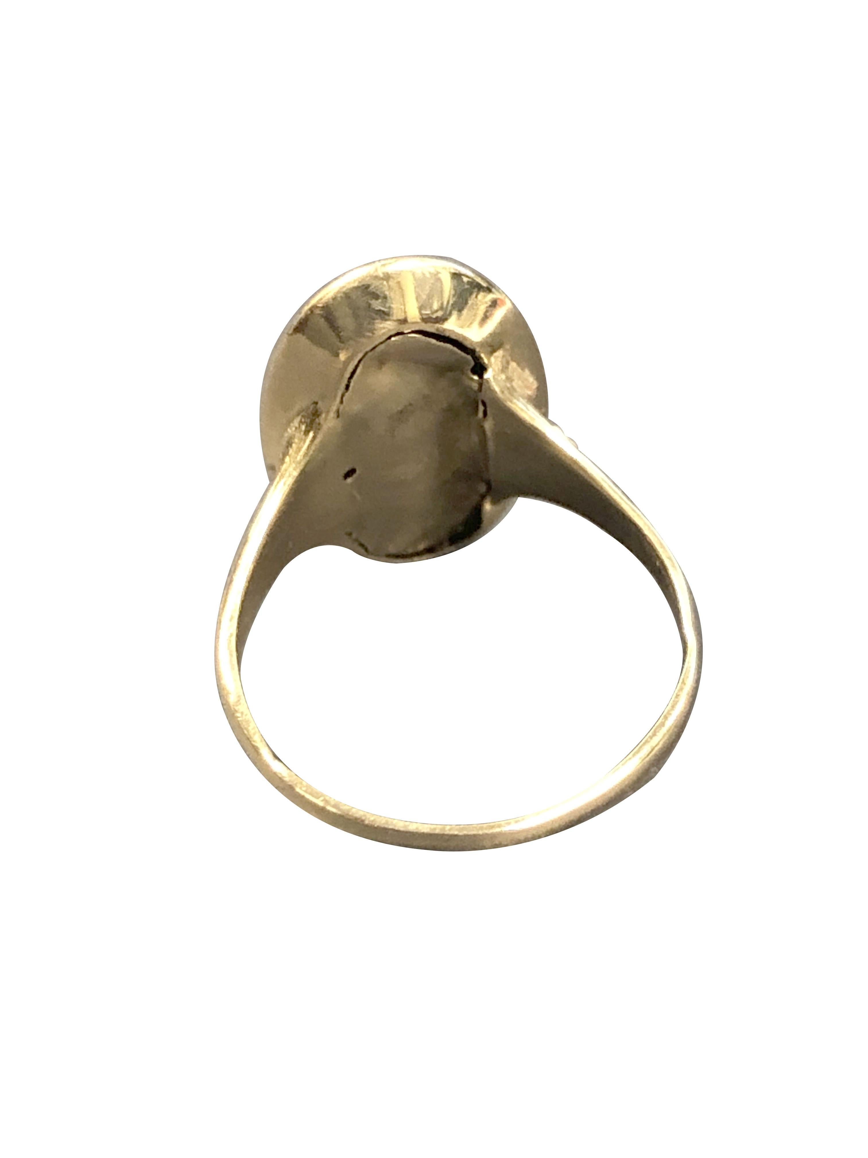 Women's Early Victorian Gold Diamond and Enamel Mourning Memorial Ring