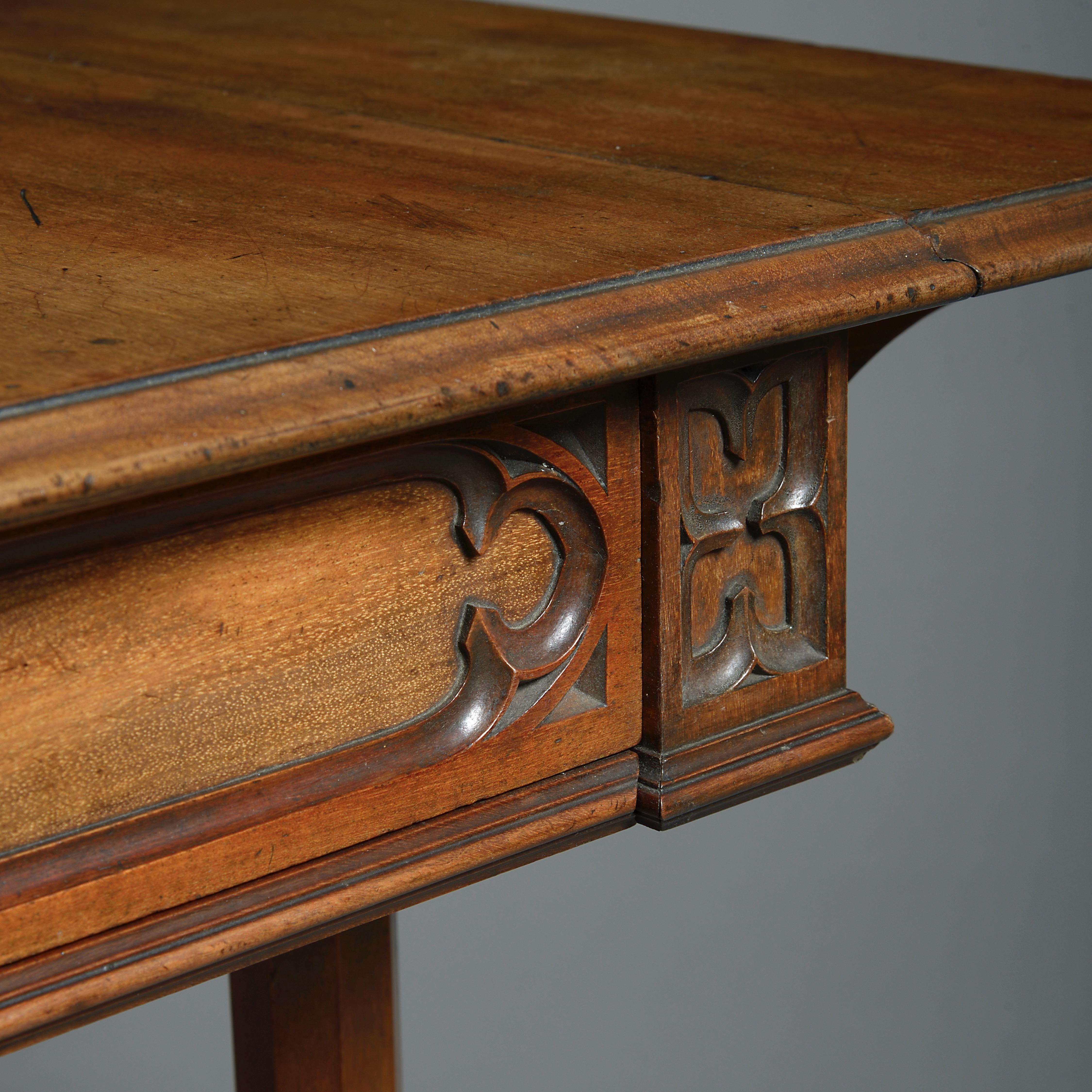 Early Victorian Gothic Walnut Pembroke Table For Sale 1