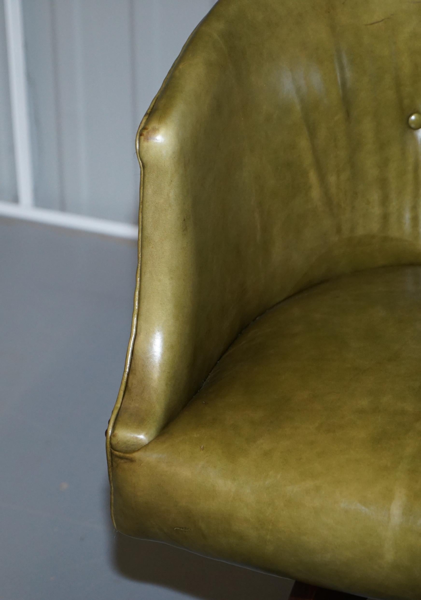 green leather desk chair