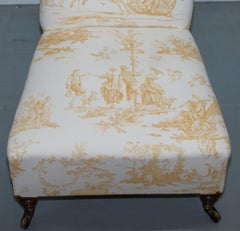 Early Victorian Howard & Son's Walnut Chair French Toile Upholstery Armchair