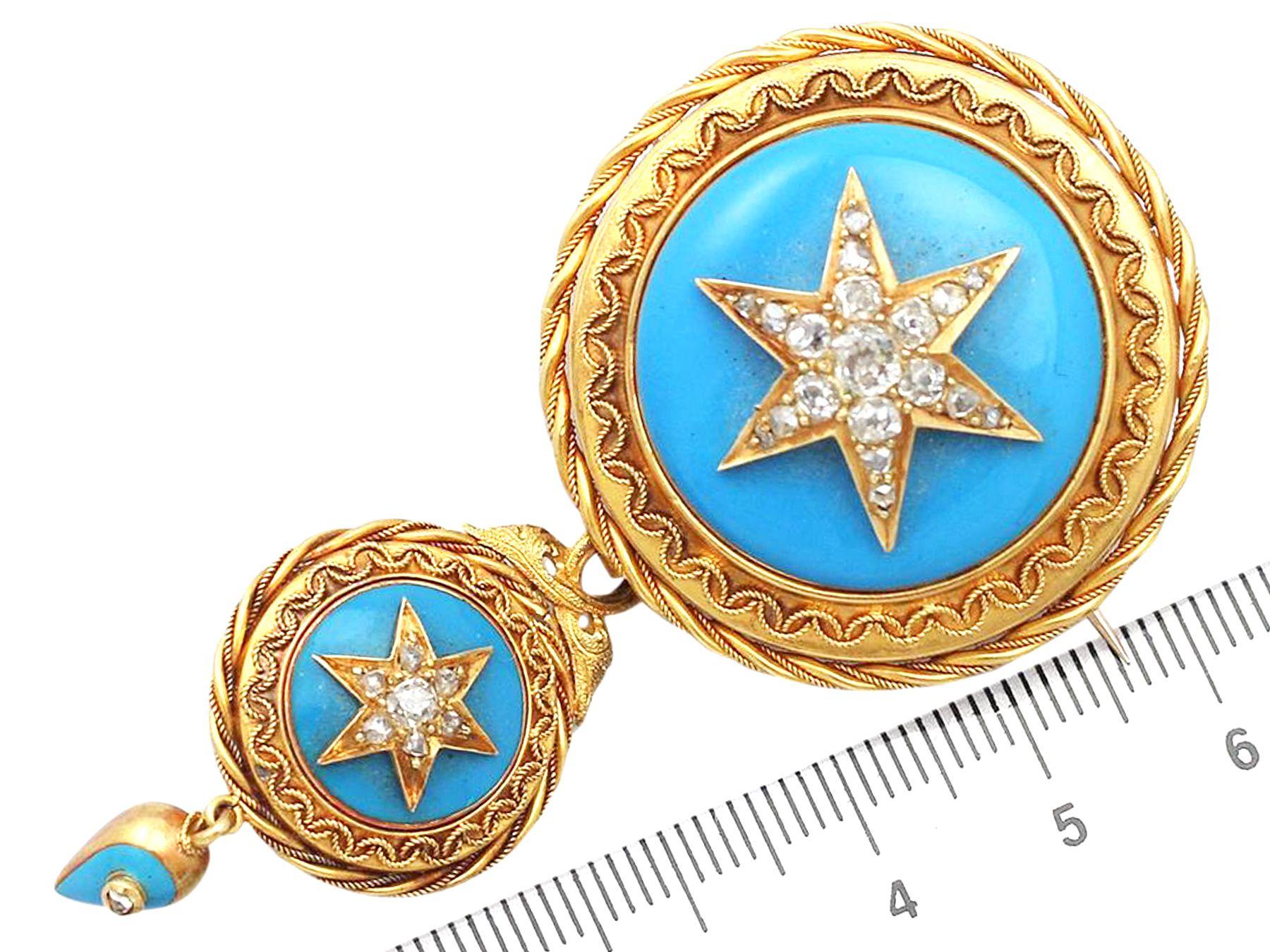 Early Victorian Hunt & Roskell 1.82 Carat Diamond Turquoise Gold Jewelry Set For Sale 5