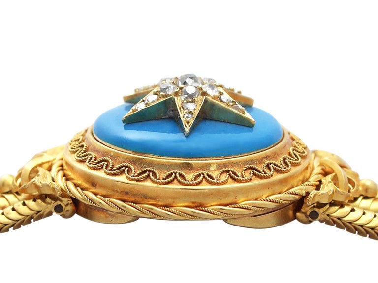 Early Victorian Hunt and Roskell 1.82 Carat Diamond Turquoise Gold ...