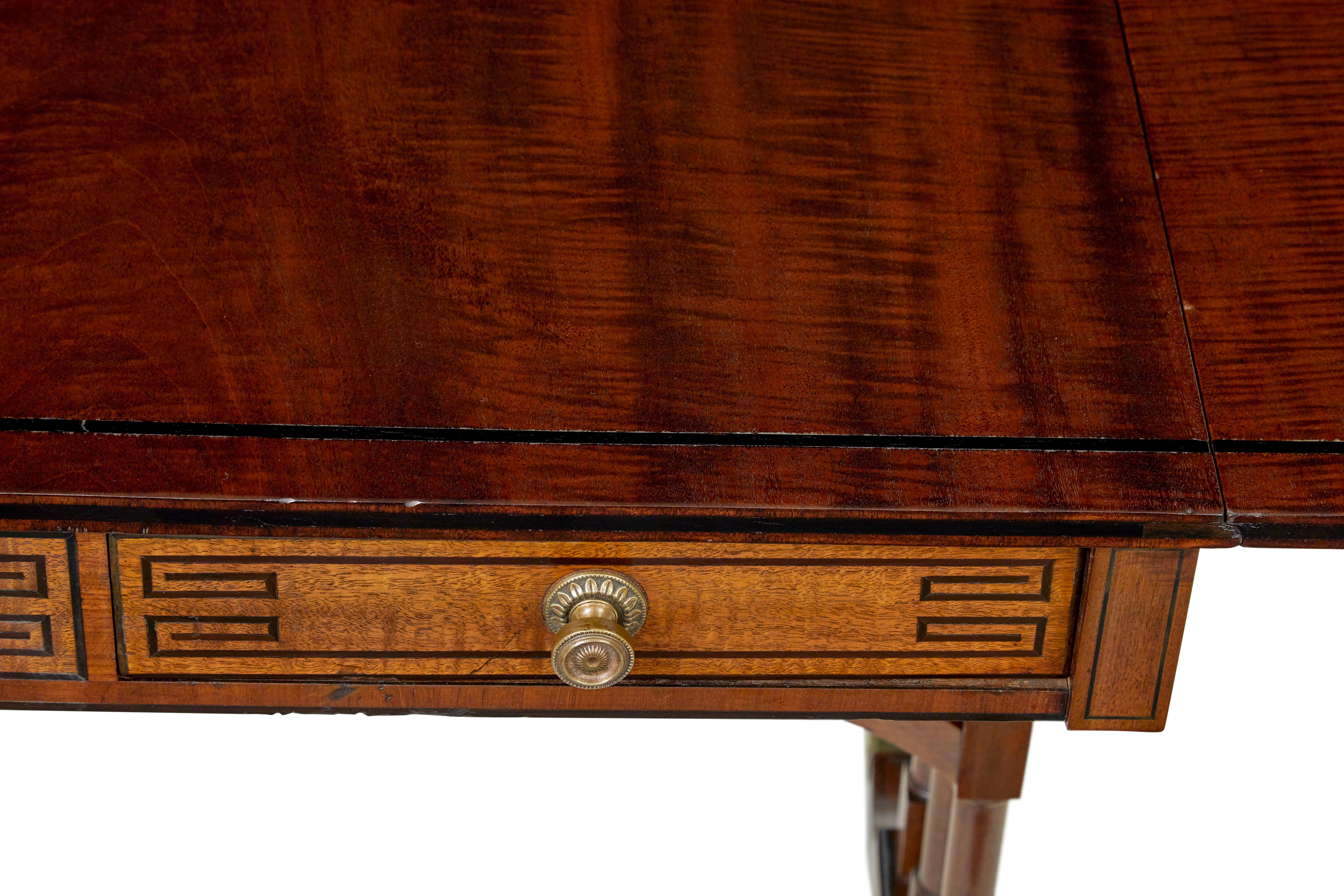 Early Victorian inlaid mahogany sofa table For Sale 3
