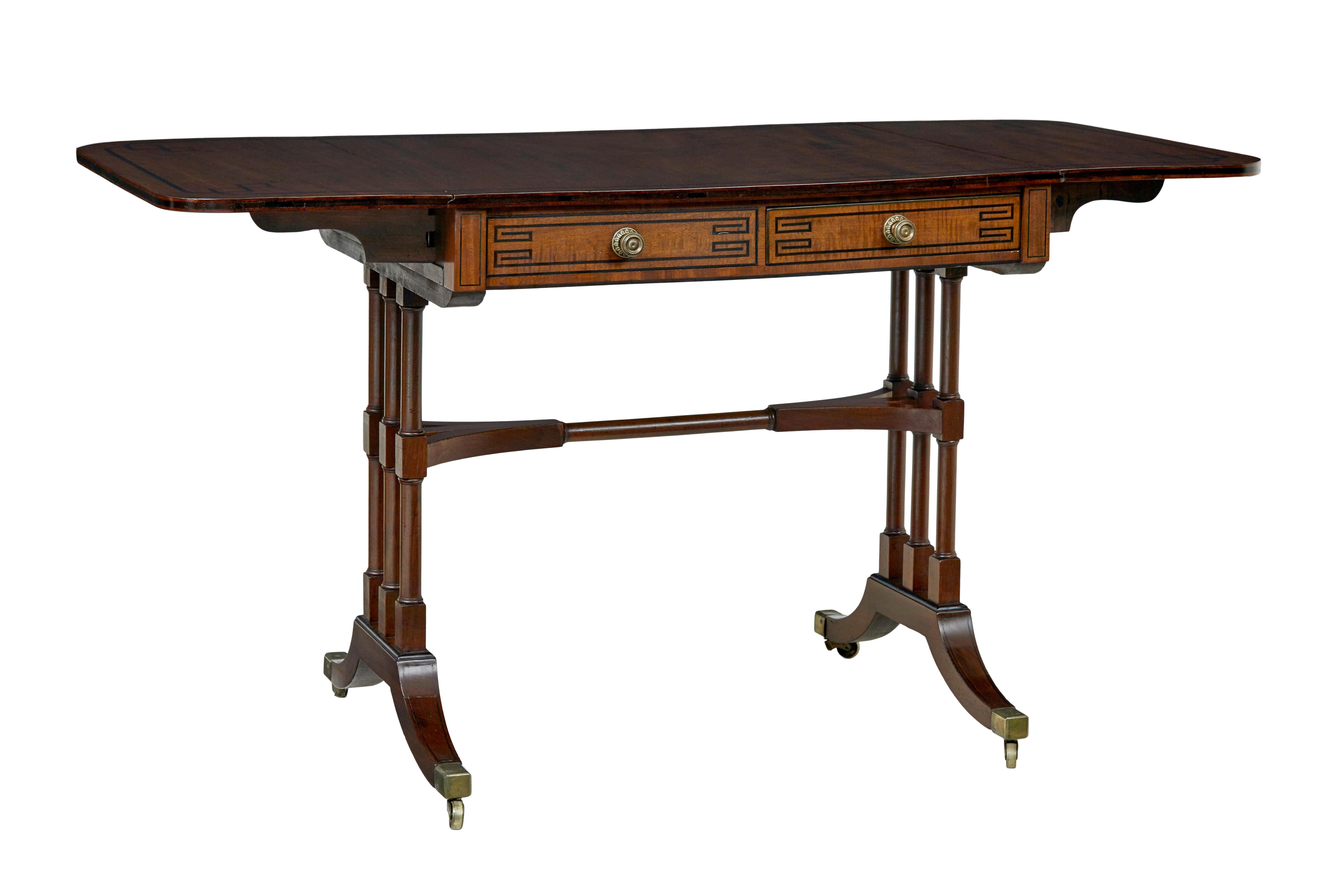 Early Victorian inlaid mahogany sofa table In Good Condition For Sale In Debenham, Suffolk