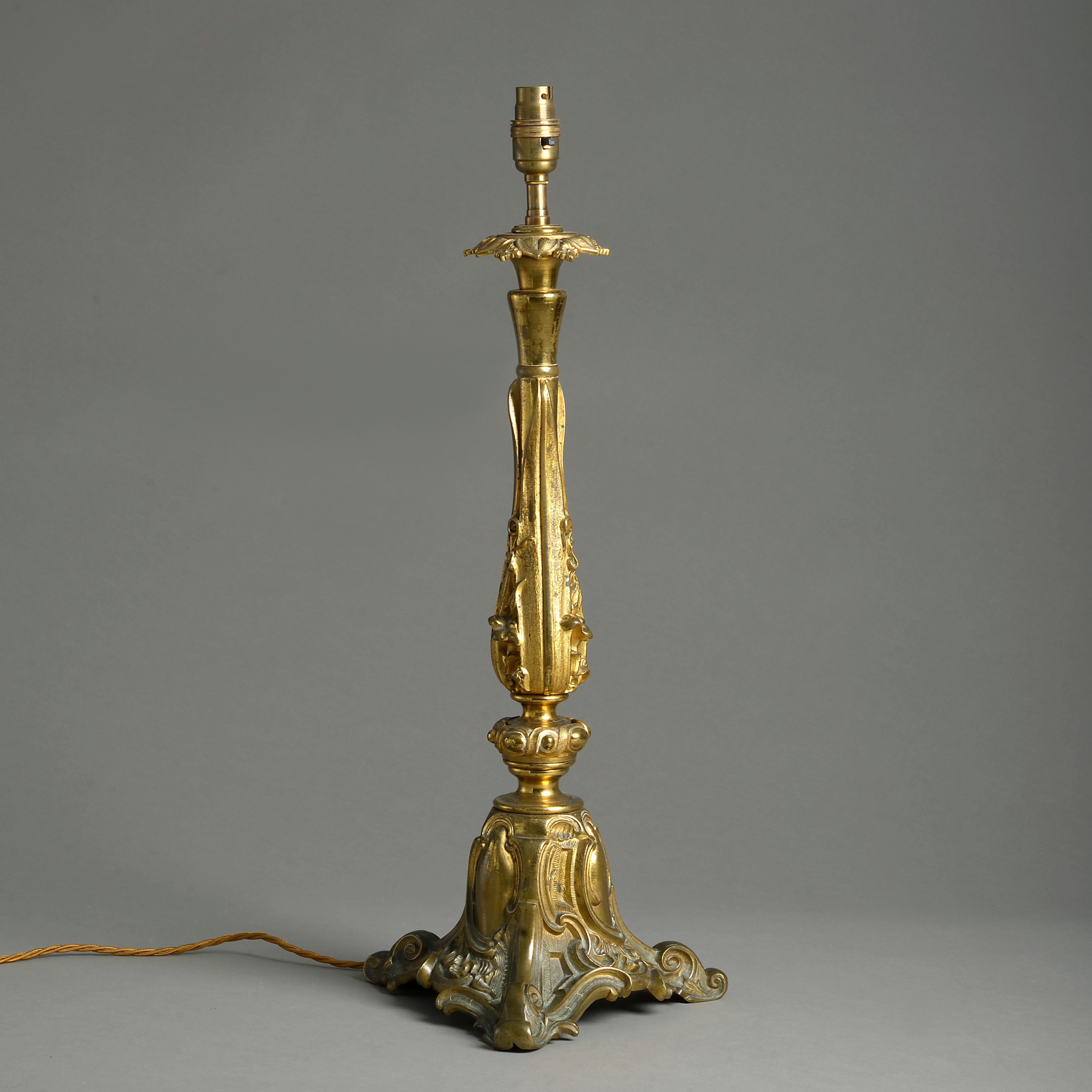 Early Victorian Lacquered Brass Table Lamp In Good Condition For Sale In London, GB