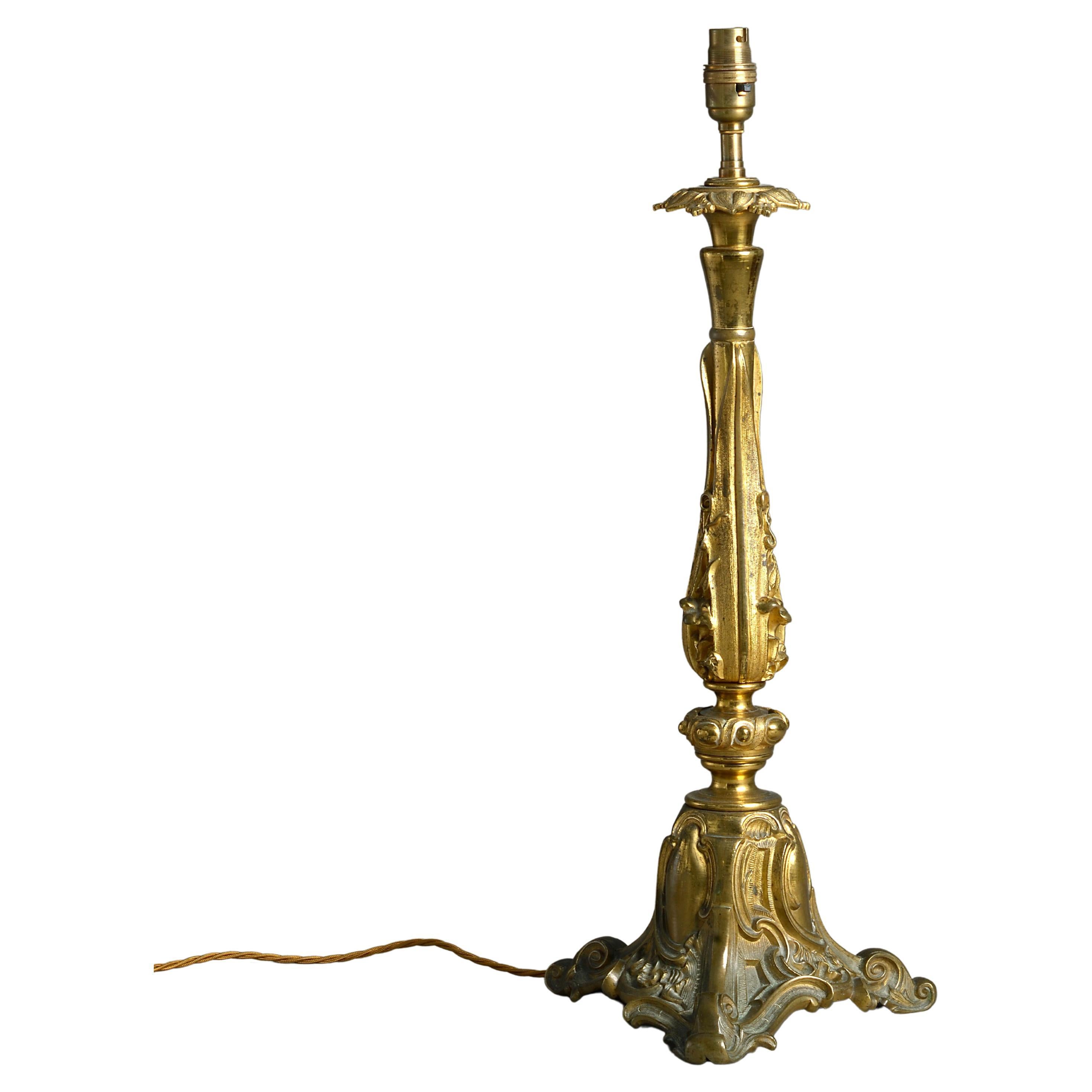 Early Victorian Lacquered Brass Table Lamp For Sale