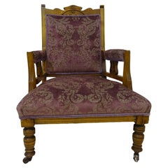 Early Victorian Library Reading Chair in Floral Chenille