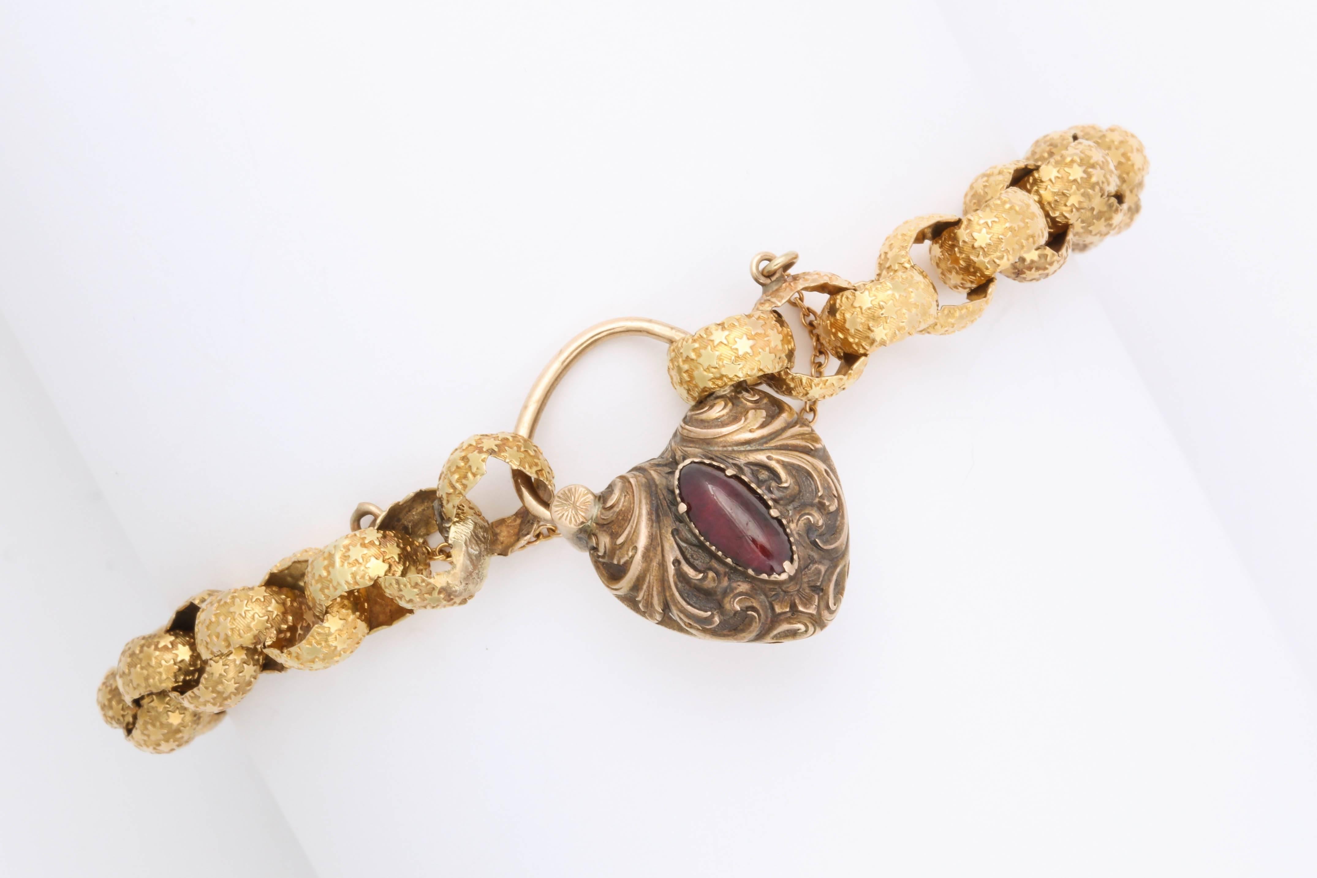 Early Victorian Link Bracelet with Heart Locket Closing 1