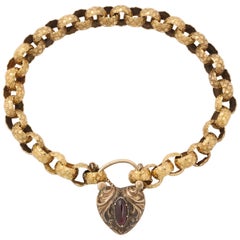 Early Victorian Link Bracelet with Heart Locket Closing