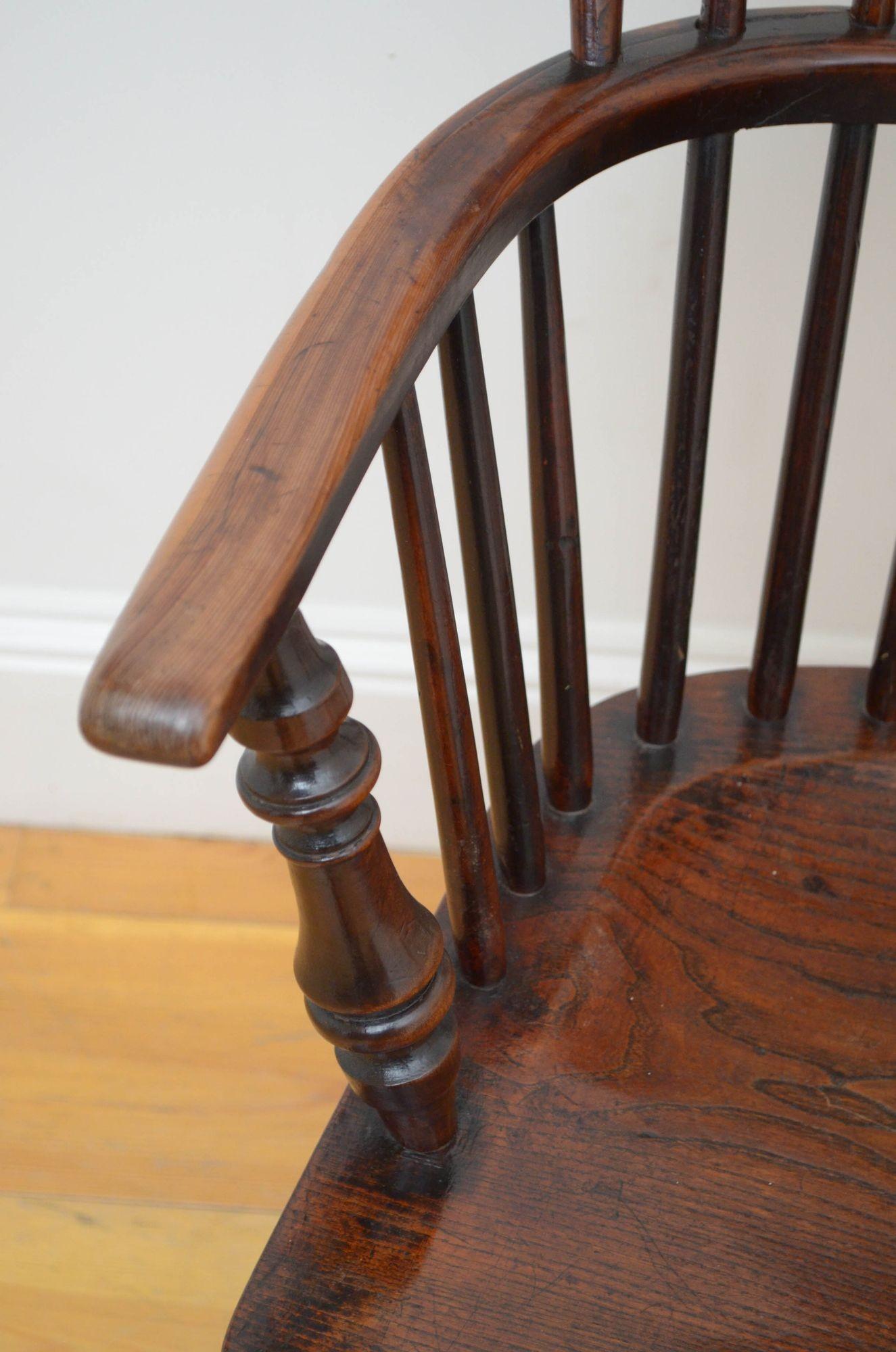 Ash Early Victorian Low Back Windsor Chair For Sale