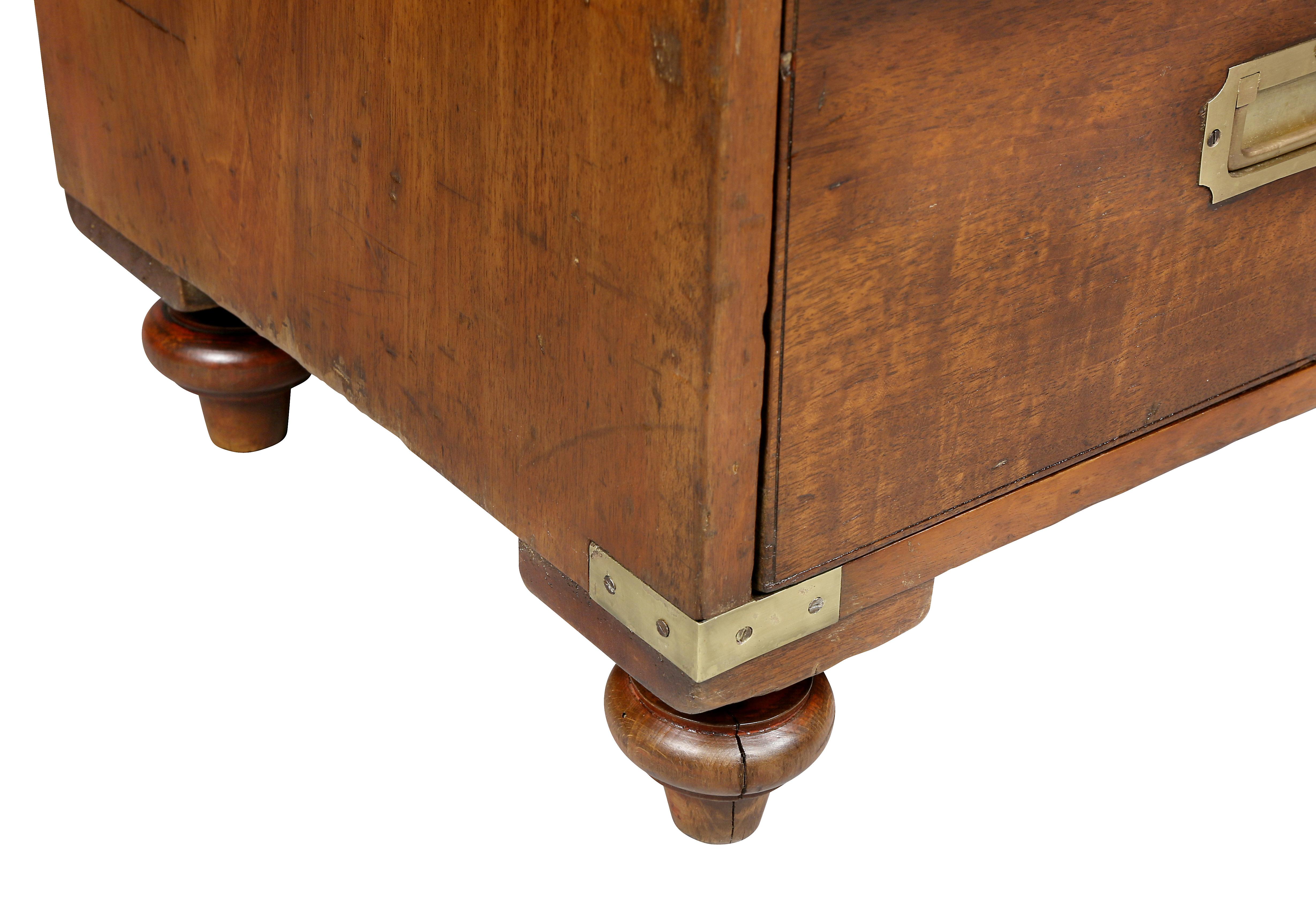 Early Victorian Mahogany And Brass Bound Campaign Chest 3