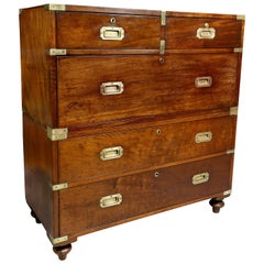 Early Victorian Mahogany And Brass Bound Campaign Chest