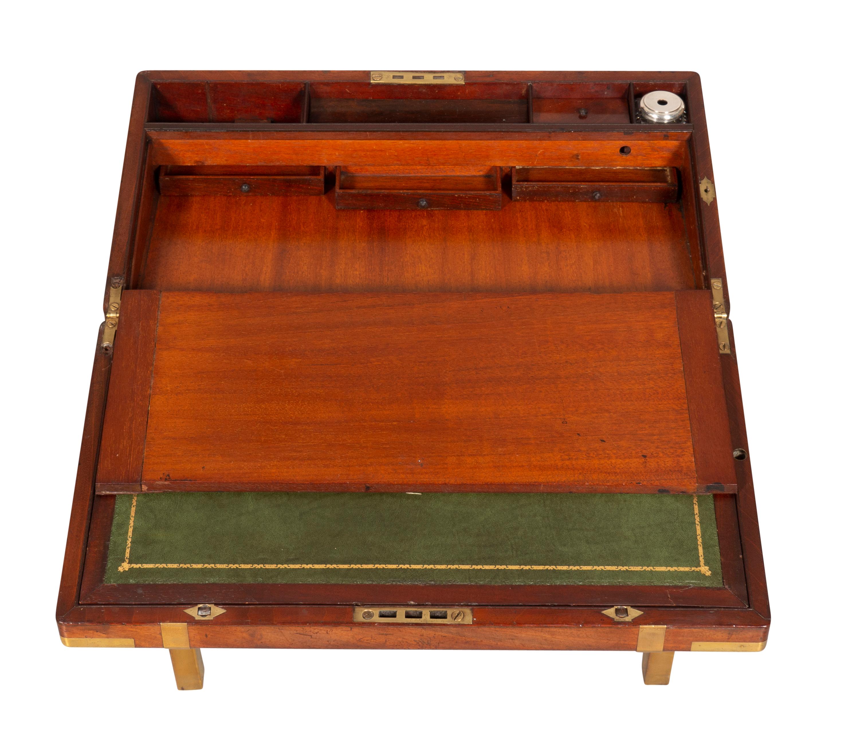 Early Victorian Mahogany and Brass Campaign Box on Brass Base 12