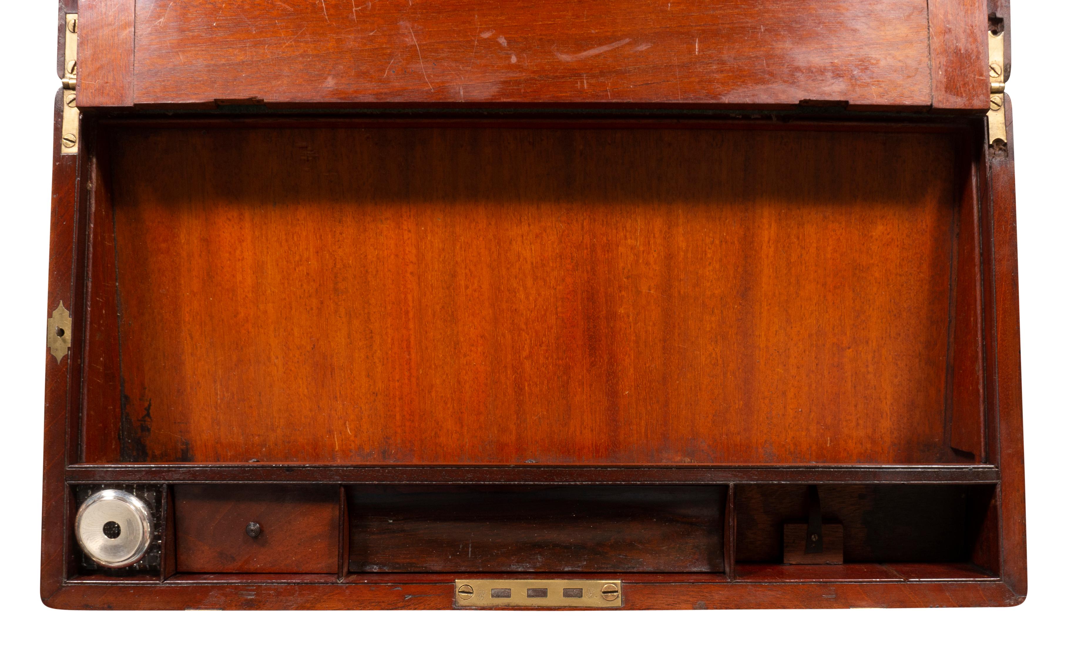 Early Victorian Mahogany and Brass Campaign Box on Brass Base 13