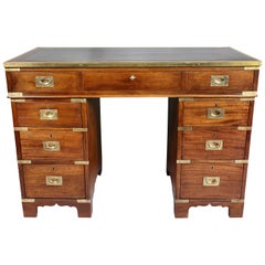 Early Victorian Mahogany and Brass Mounted Campaign Desk