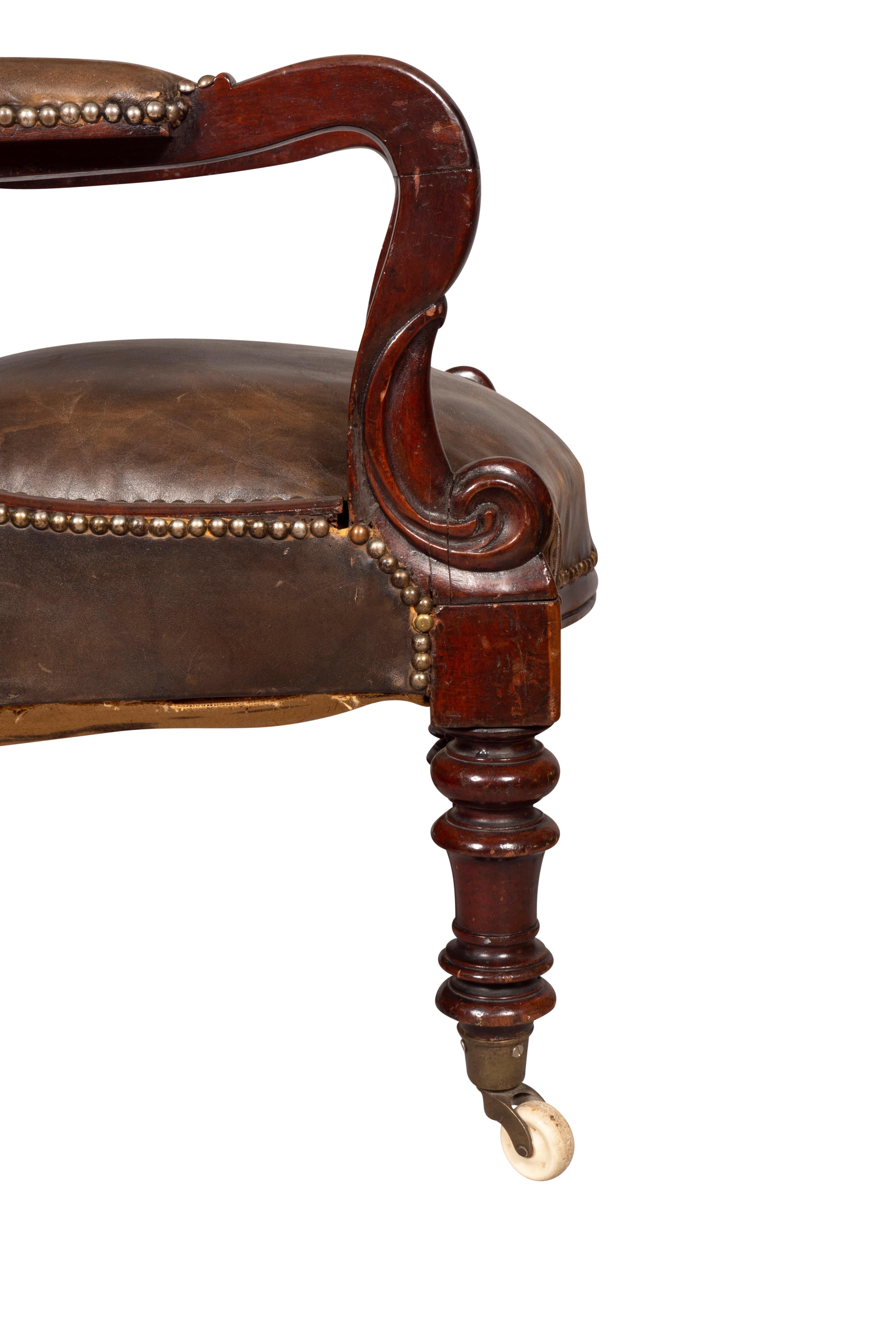 Early Victorian Mahogany And Leather Armchair 8