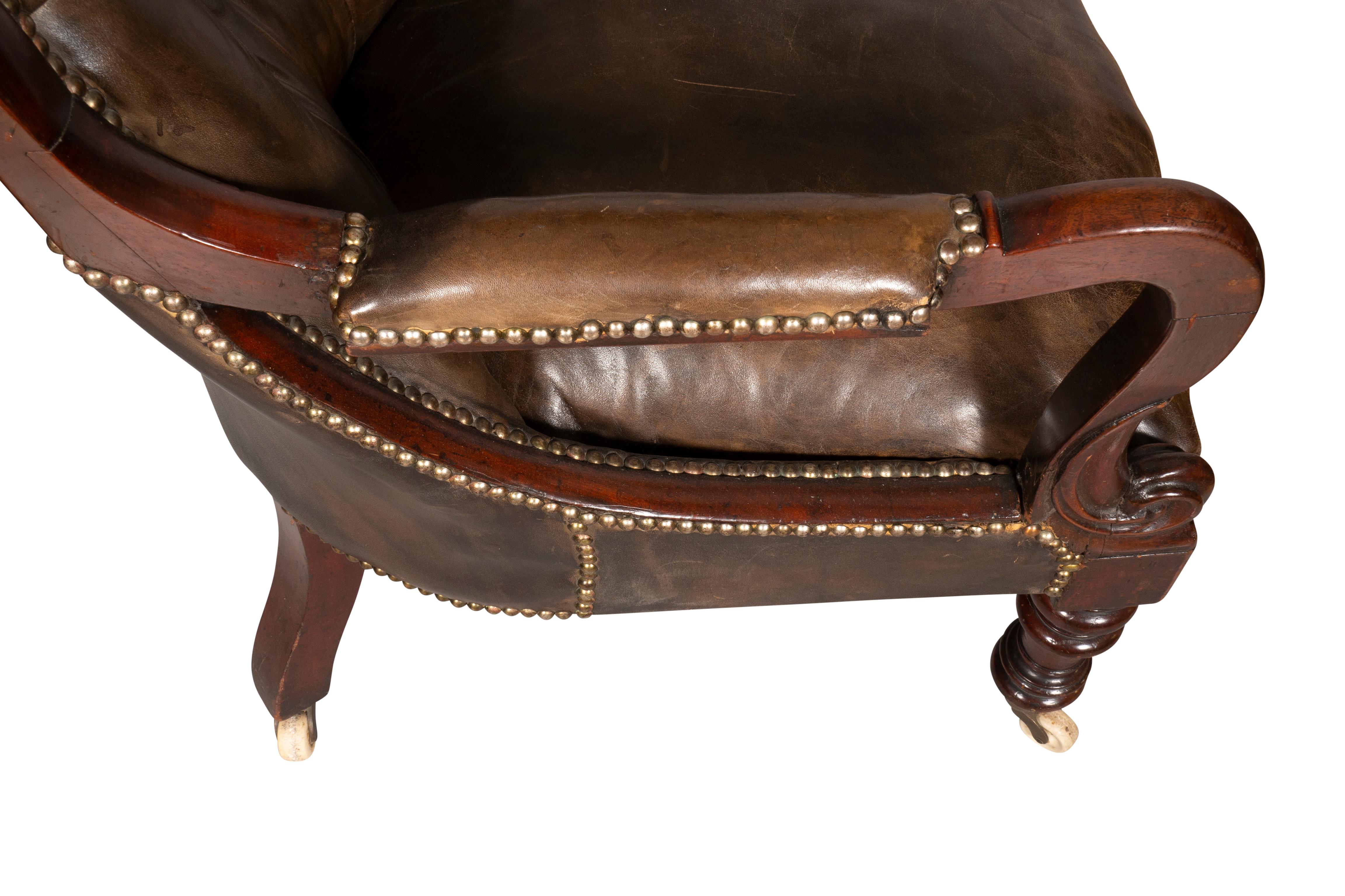 Early Victorian Mahogany And Leather Armchair 9