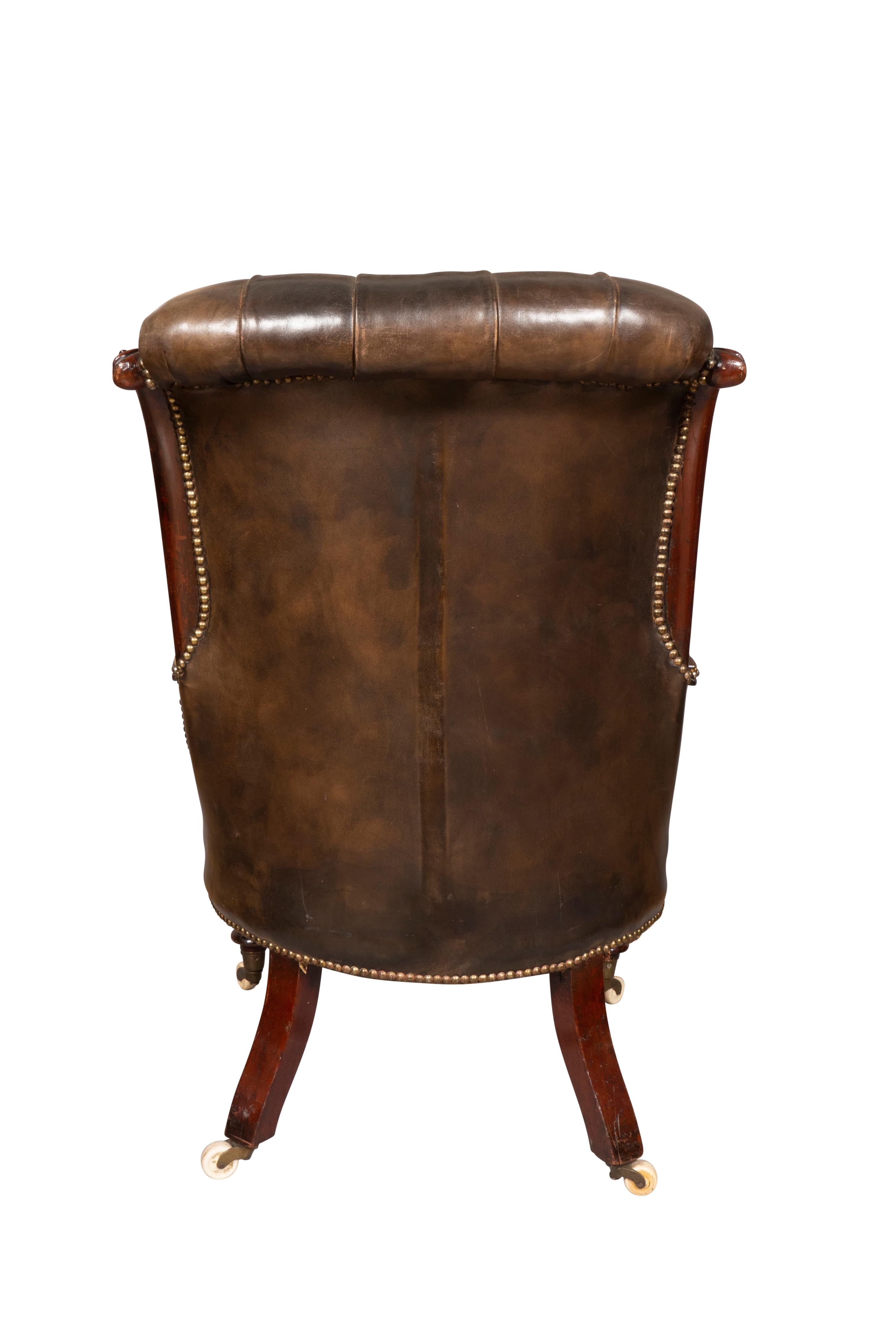 Mid-19th Century Early Victorian Mahogany And Leather Armchair
