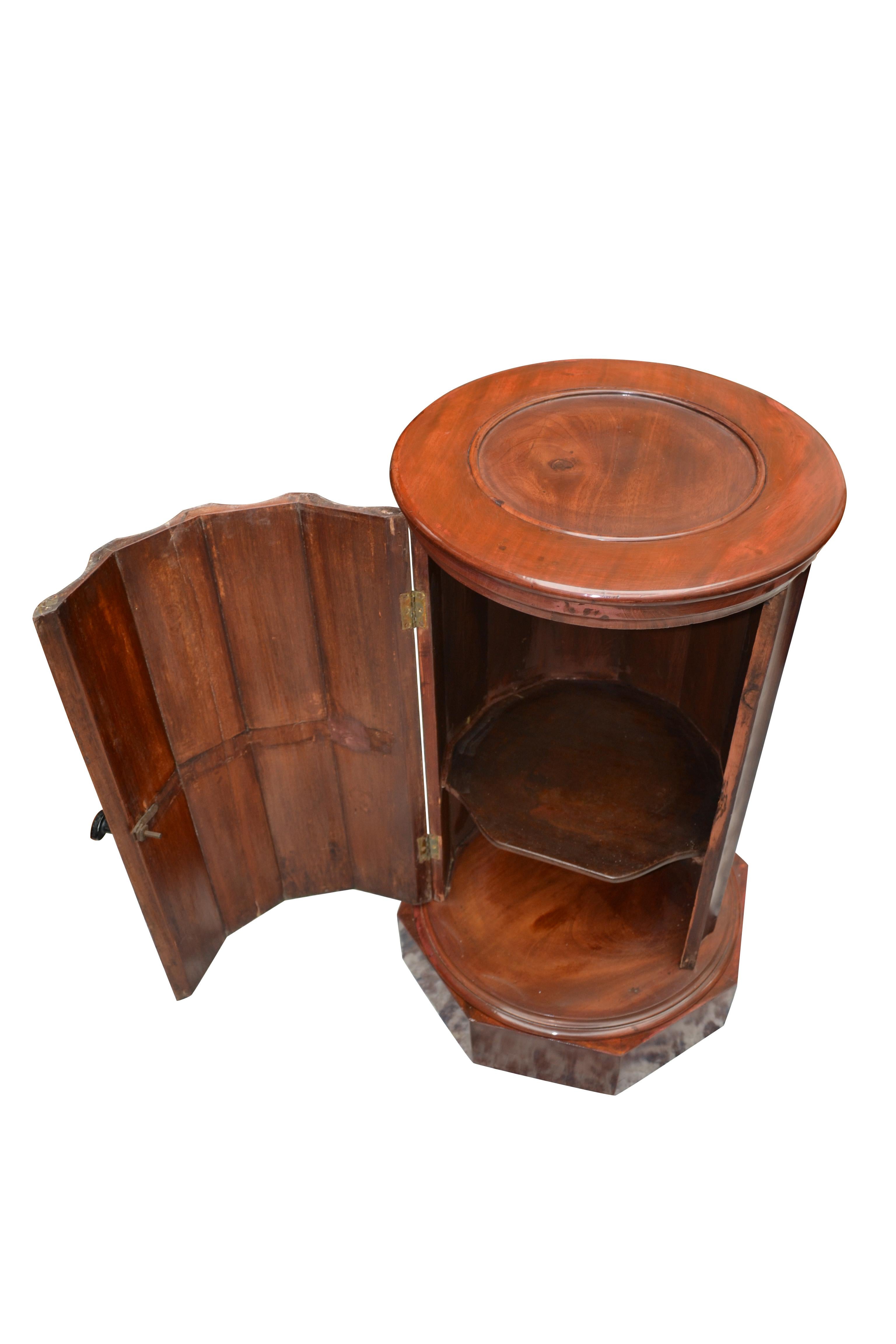 Carved Early Victorian Mahogany Bedside Table or Somno