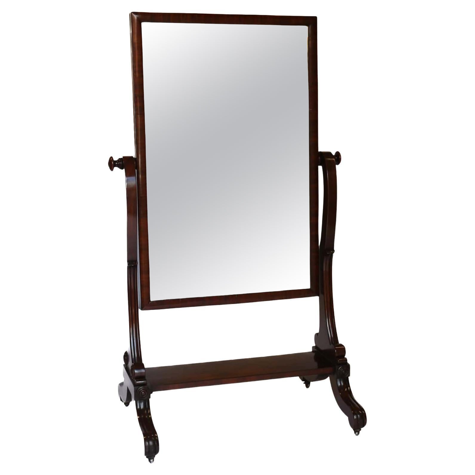 Early Victorian Mahogany Cheval Mirror