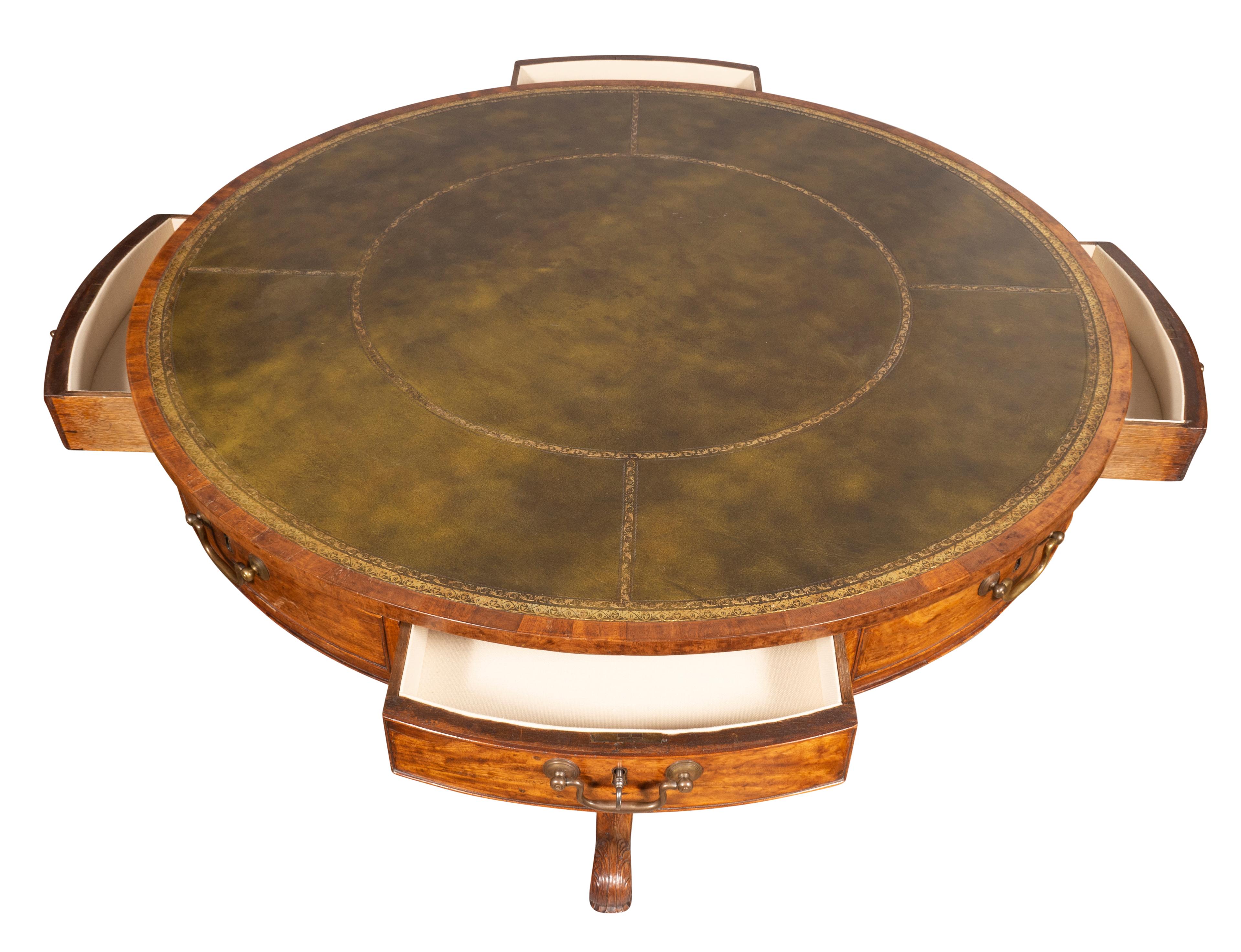 English Early Victorian Mahogany Drum Table For Sale
