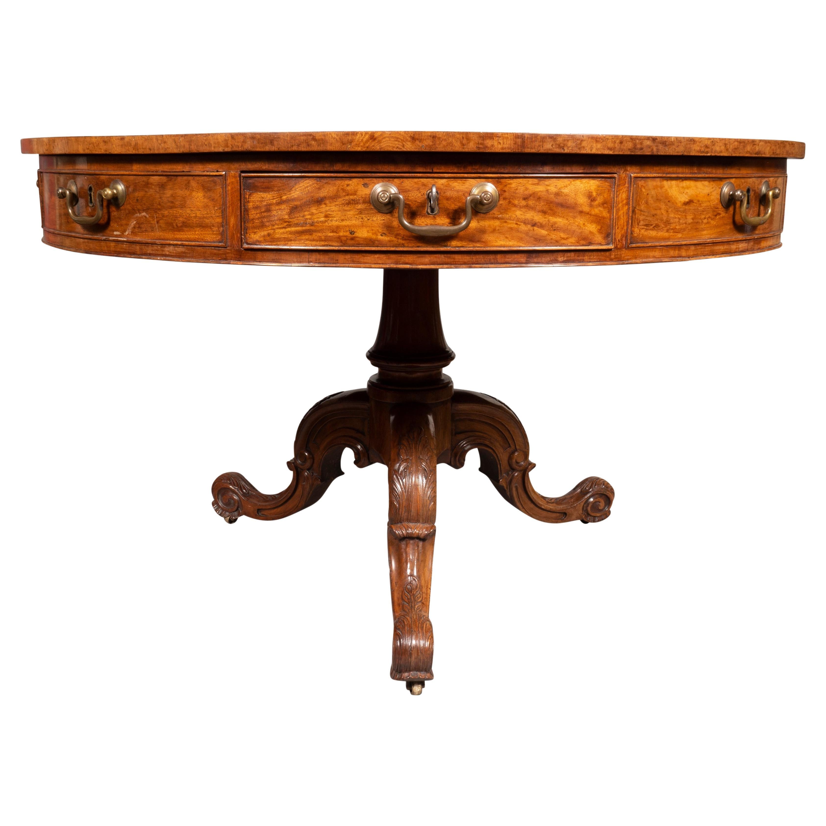 Table à tambour en acajou du début de l'époque victorienne