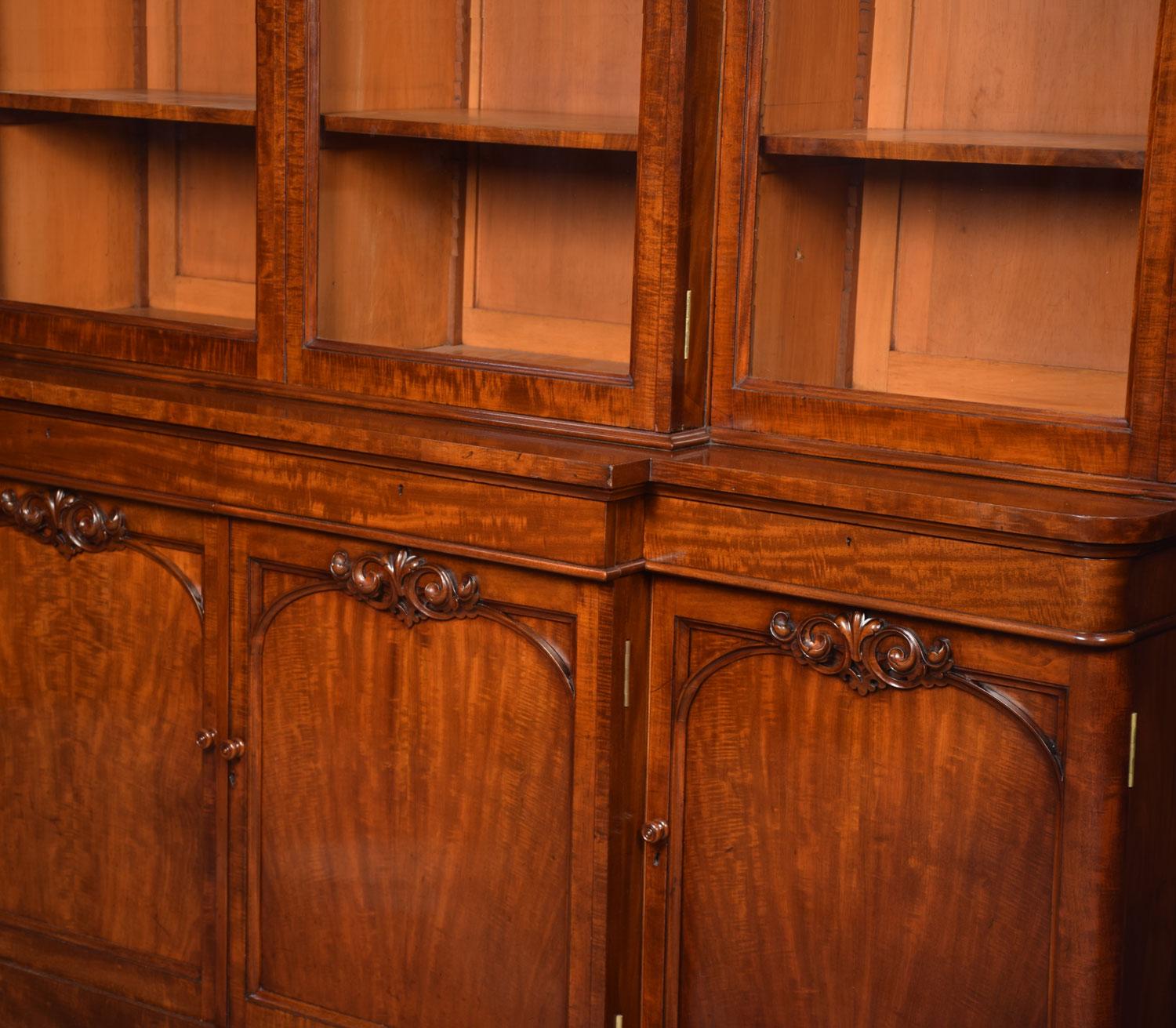 Early Victorian Mahogany Library Breakfront Secretaire Bookcase 9