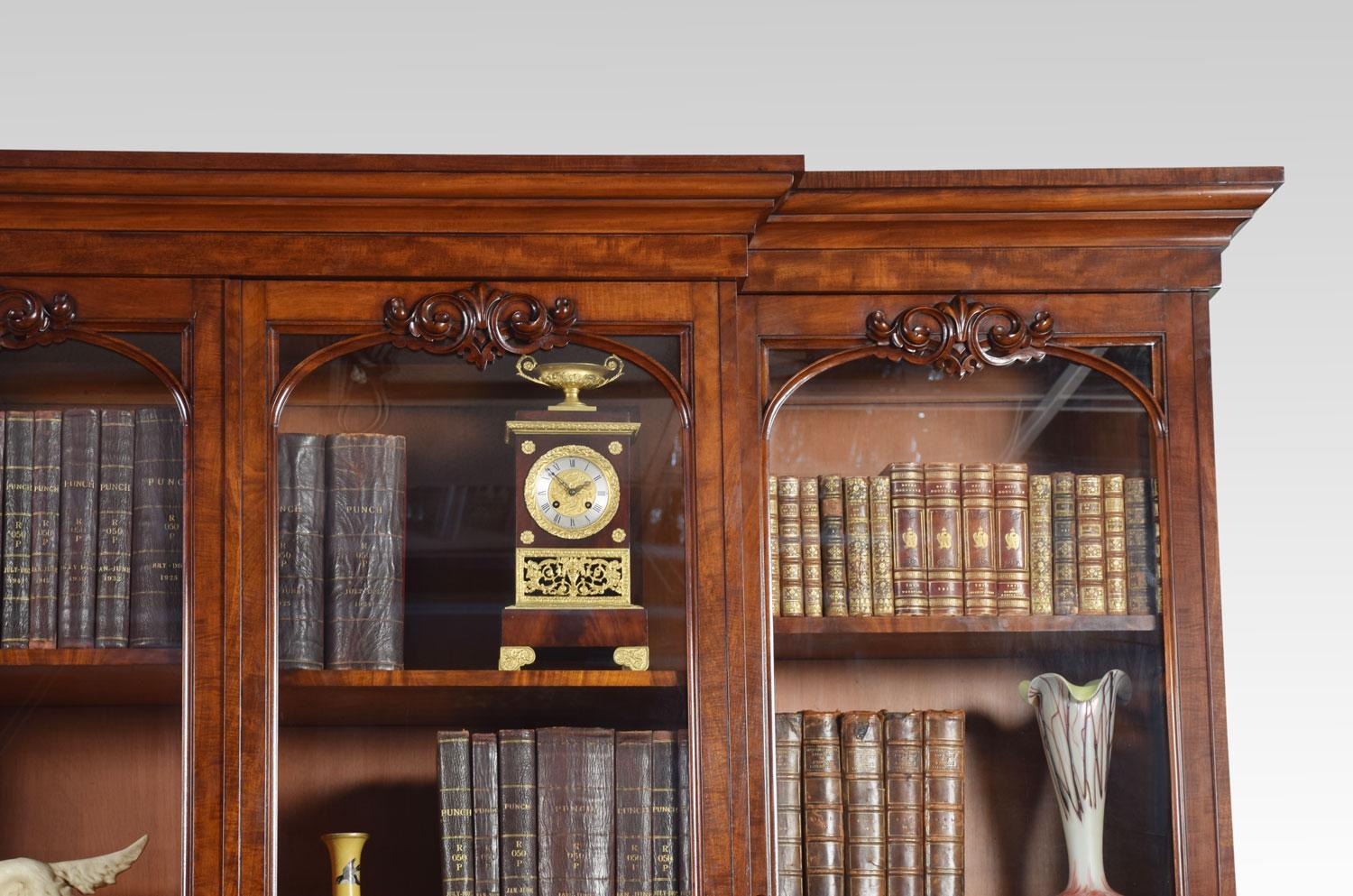 Early Victorian Mahogany Library Breakfront Secretaire Bookcase 12