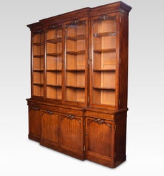 Early Victorian Mahogany Library Breakfront Secretaire Bookcase
