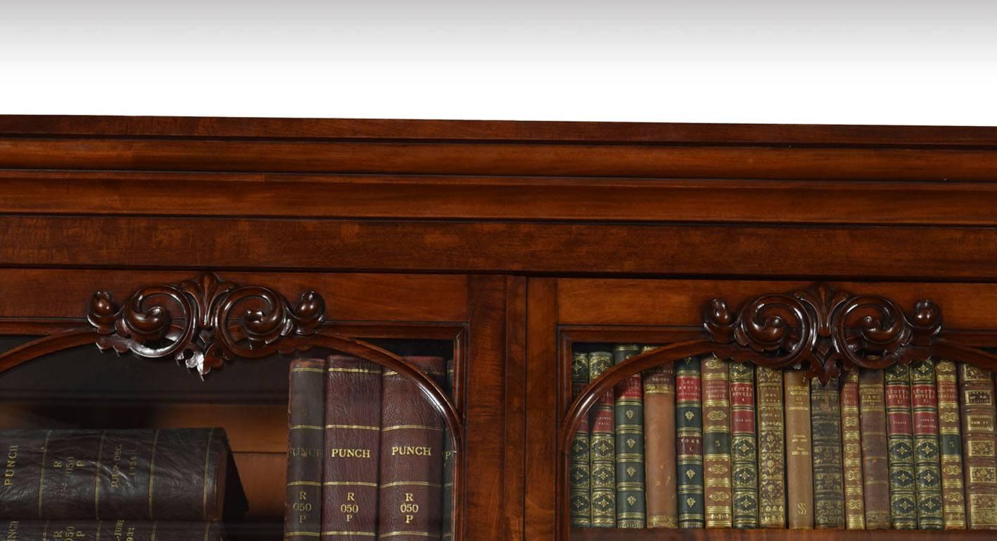 19th Century Early Victorian Mahogany Library Breakfront Secretaire Bookcase