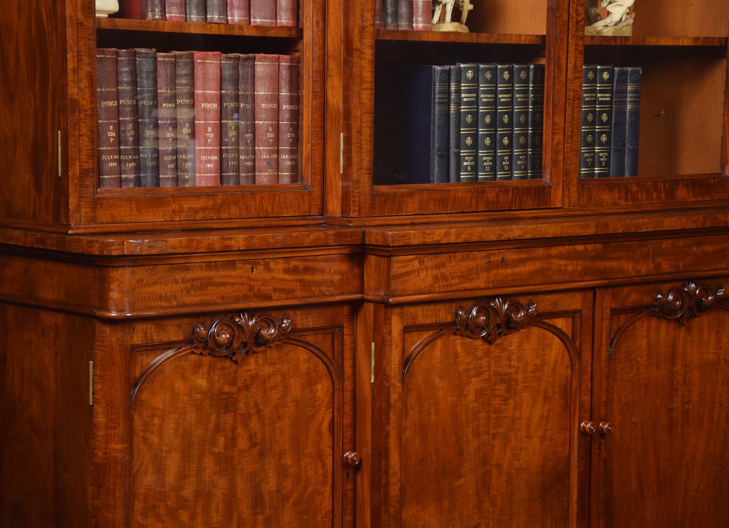 Early Victorian Mahogany Library Breakfront Secretaire Bookcase 4