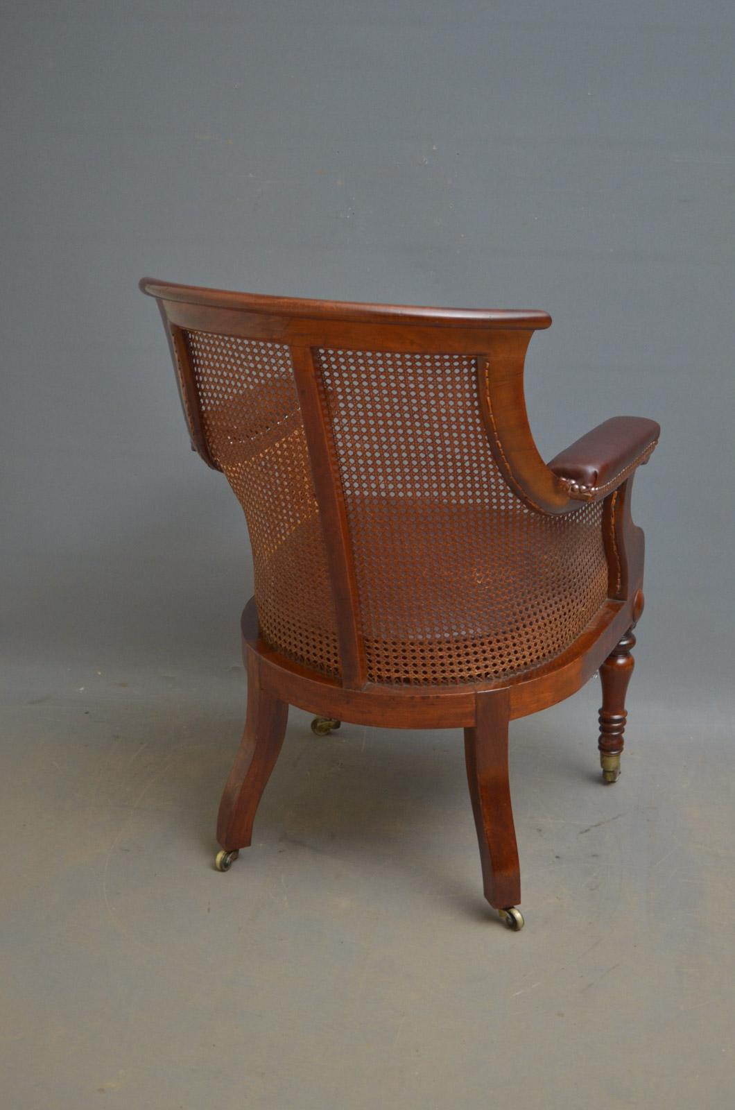 Leather Early Victorian Mahogany Library Chair