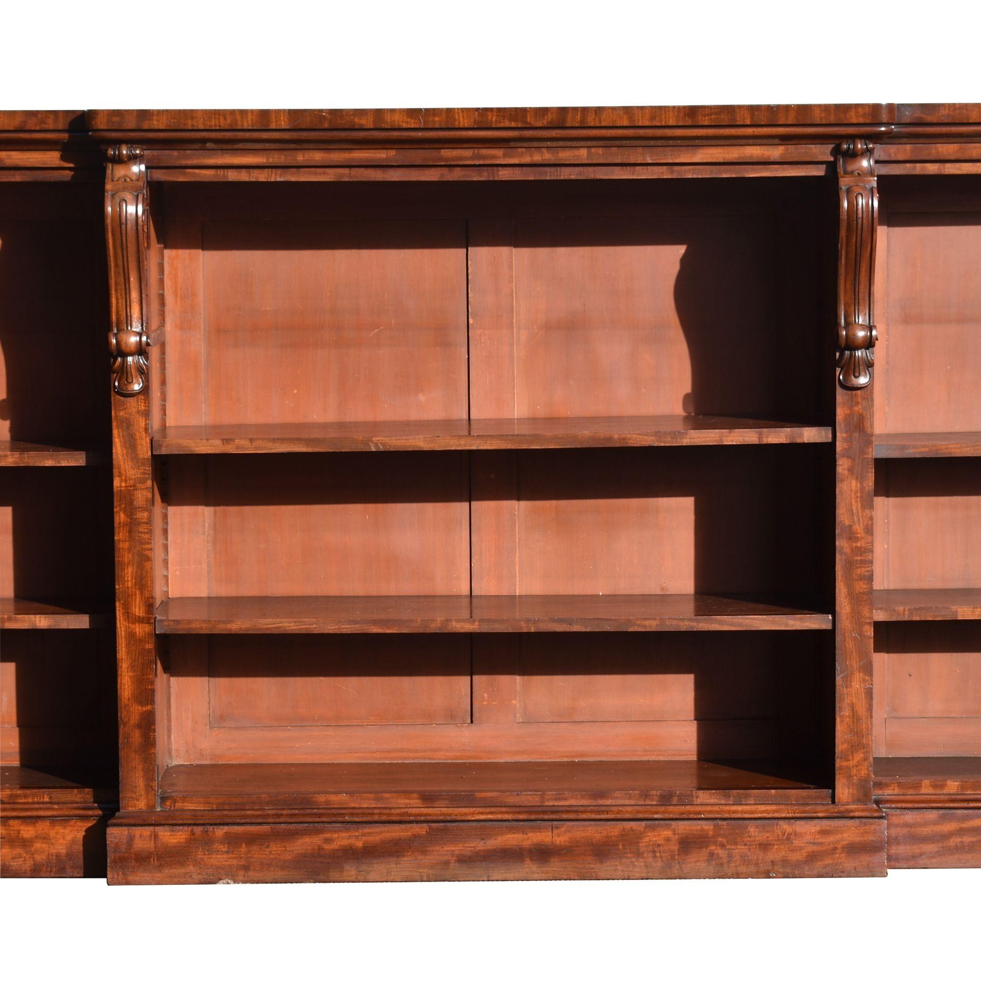 English Early Victorian Mahogany Open Bookcase