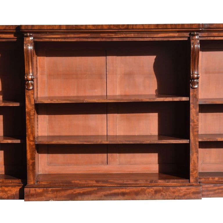 English Early Victorian Mahogany Open Bookcase For Sale
