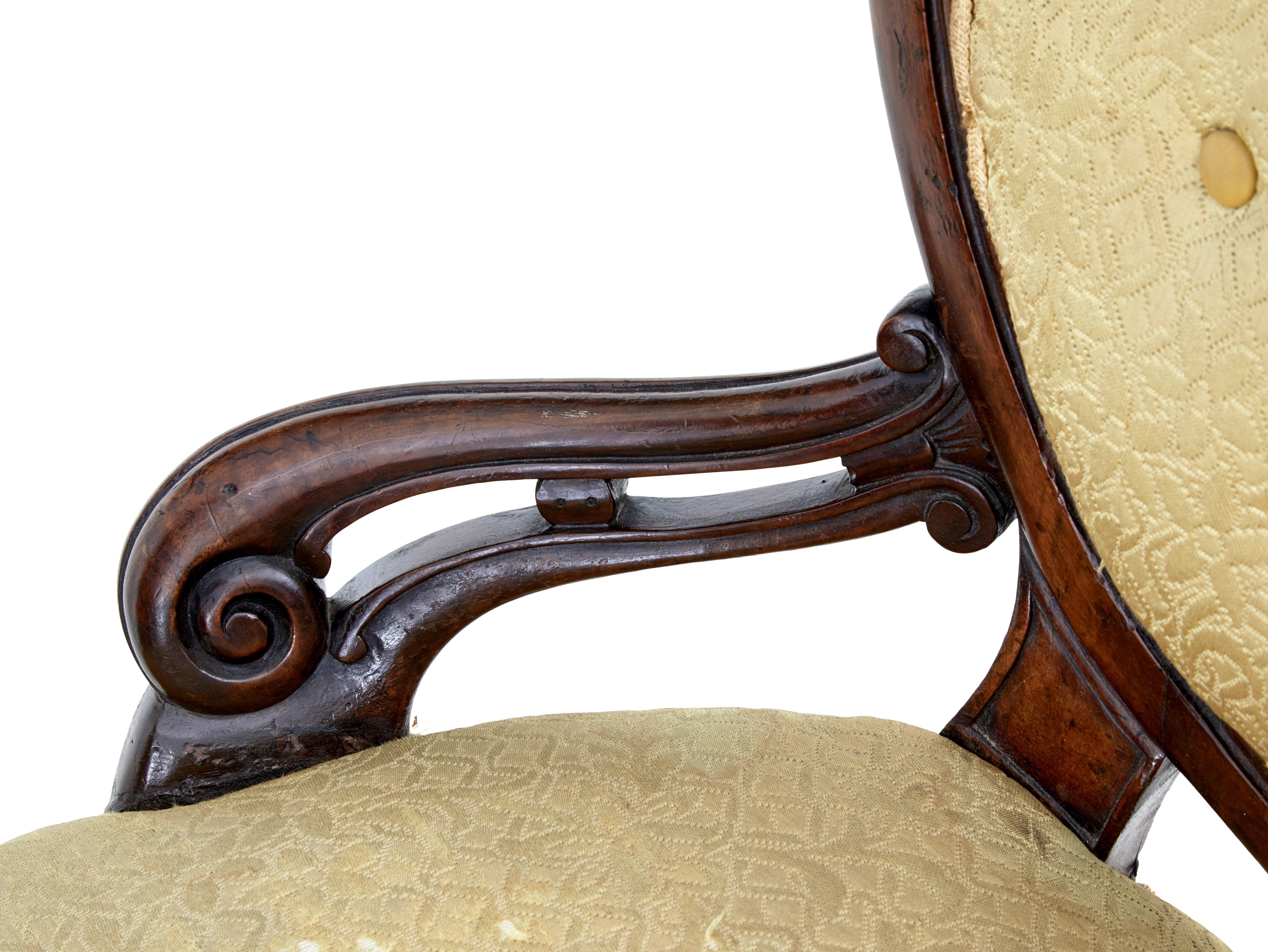 Hand-Carved Early Victorian Mahogany Salon Nursing Chair