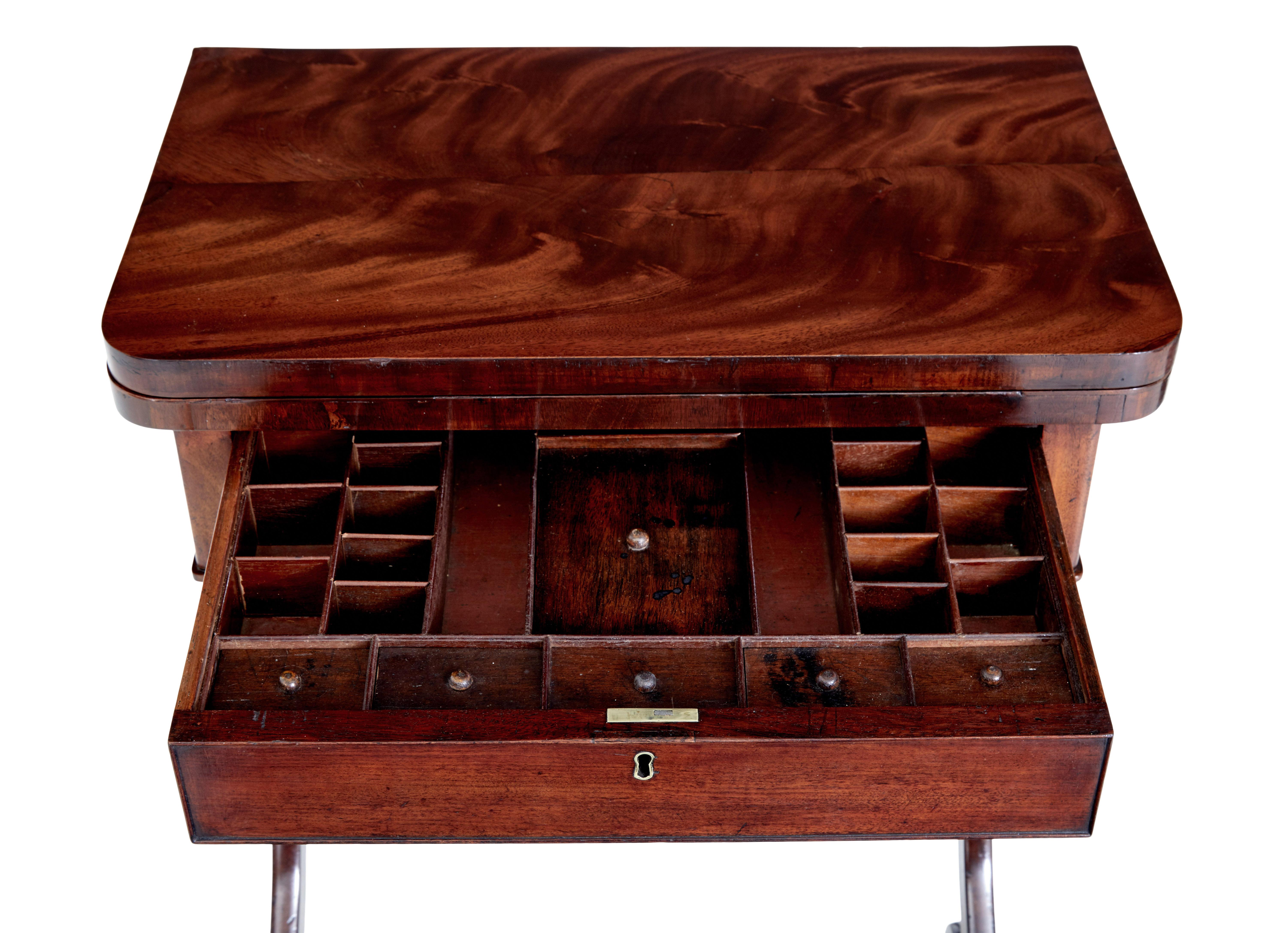 19th Century Early Victorian mahogany sewing table For Sale