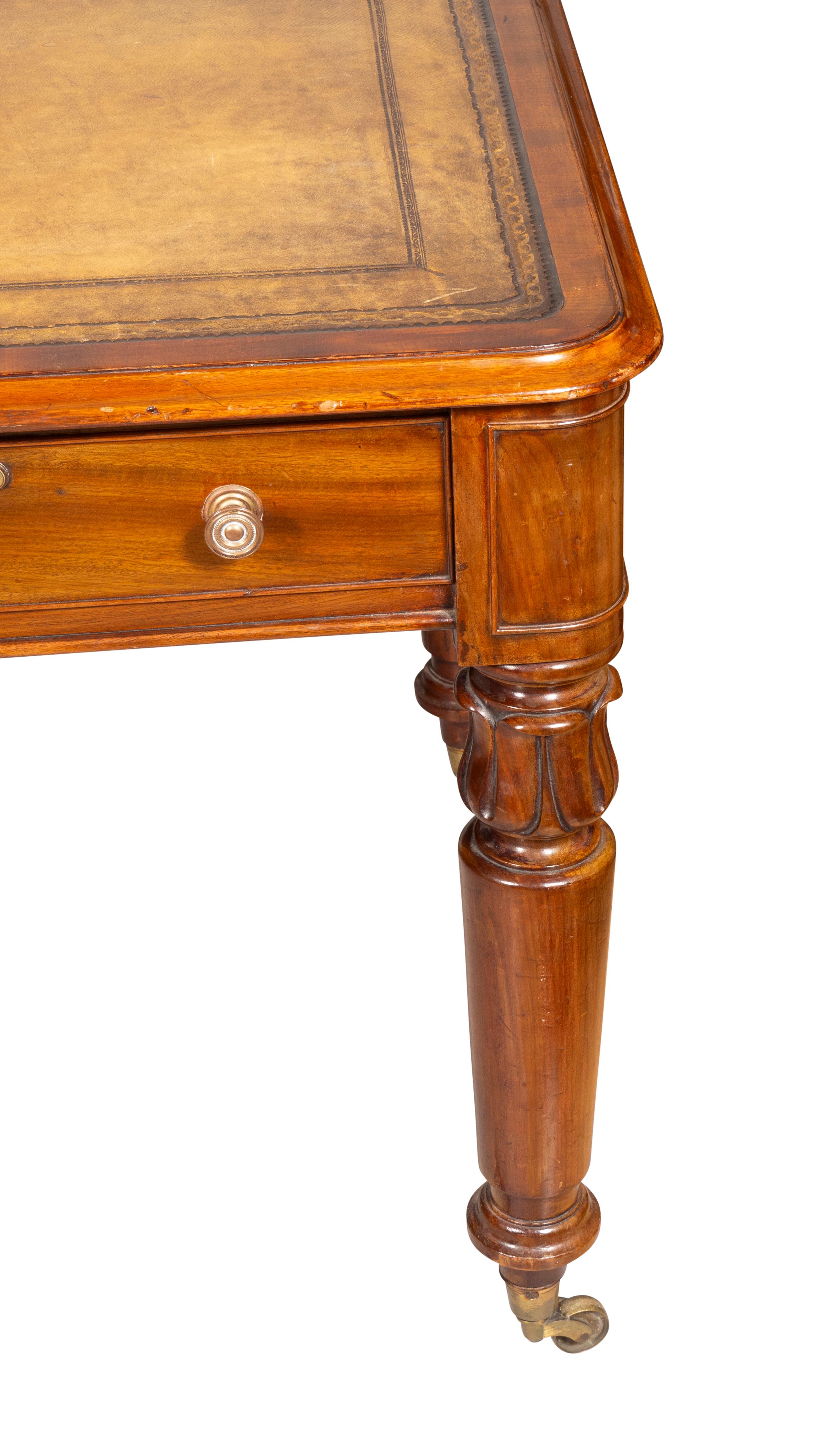 Early Victorian Mahogany Writing Table With Cope & Collinson Casters For Sale 4